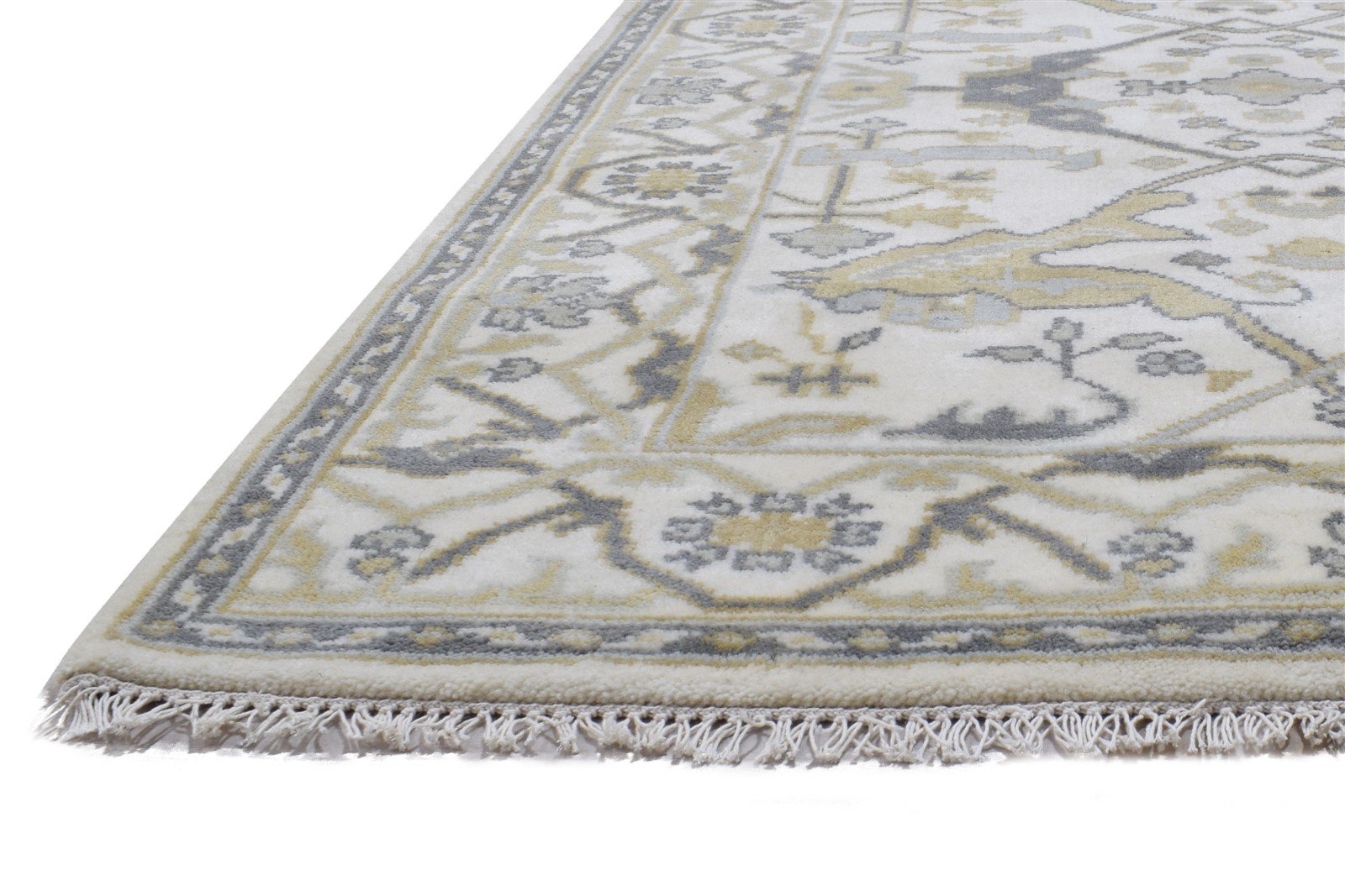 Wool Cream Rug 4' X 6' Persien Hand Knotted Oushak Oriental Room Size Carpet 