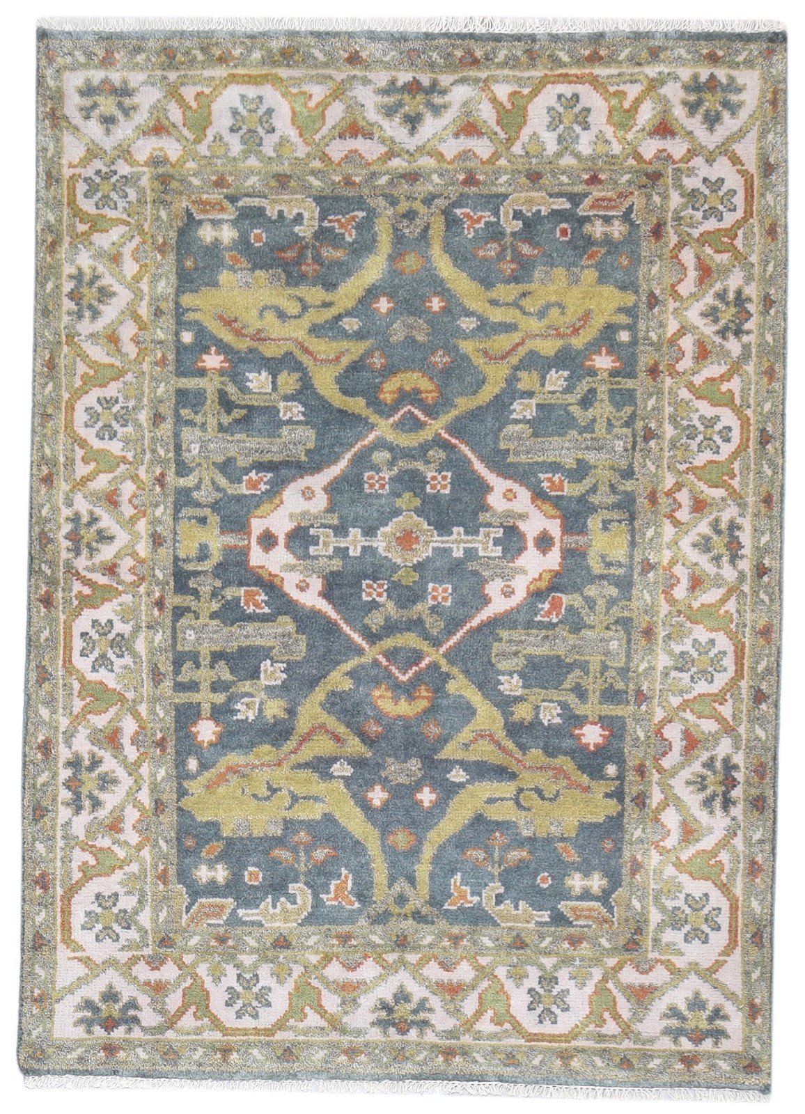 4' X 6' Rug Wool Dark Grey Persien Hand Knotted Oushak Oriental Room Size Carpet 