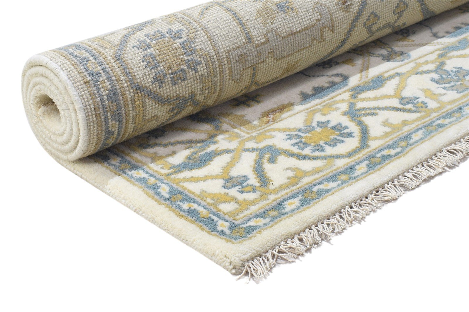 Cream Wool Rug 4' X 6' Persien Hand Knotted Oushak Oriental Room Size Carpet 