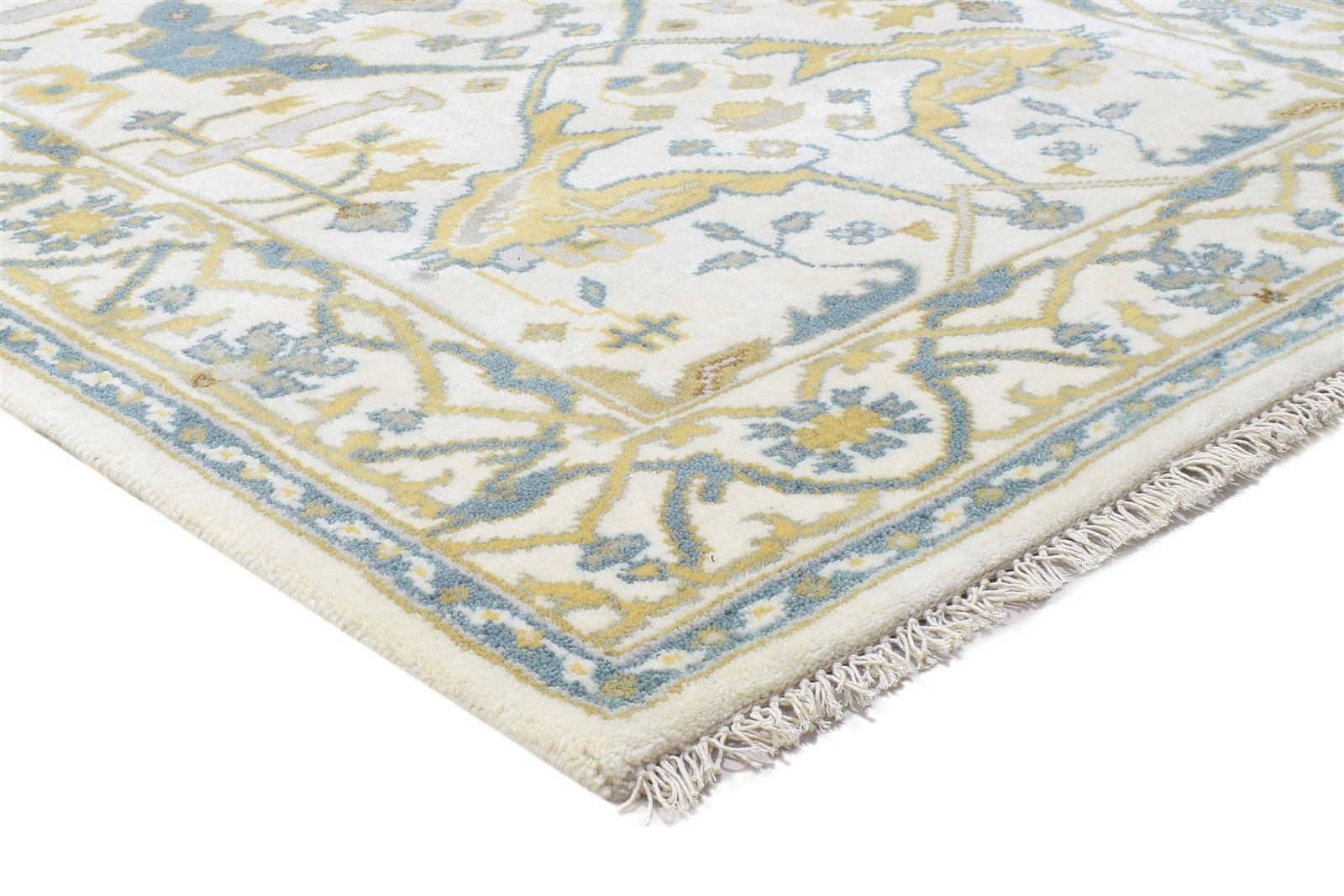 Cream Wool Rug 4' X 6' Persien Hand Knotted Oushak Oriental Room Size Carpet 