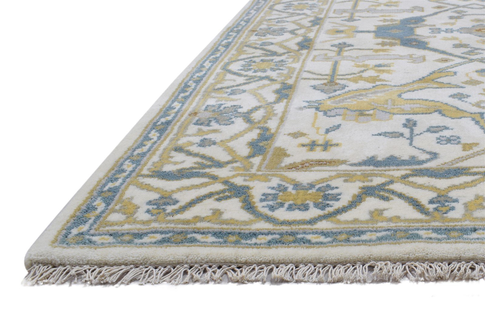 Cream Wool Rug 4' X 6' Persien Hand Knotted Oushak Oriental Room Size Carpet 