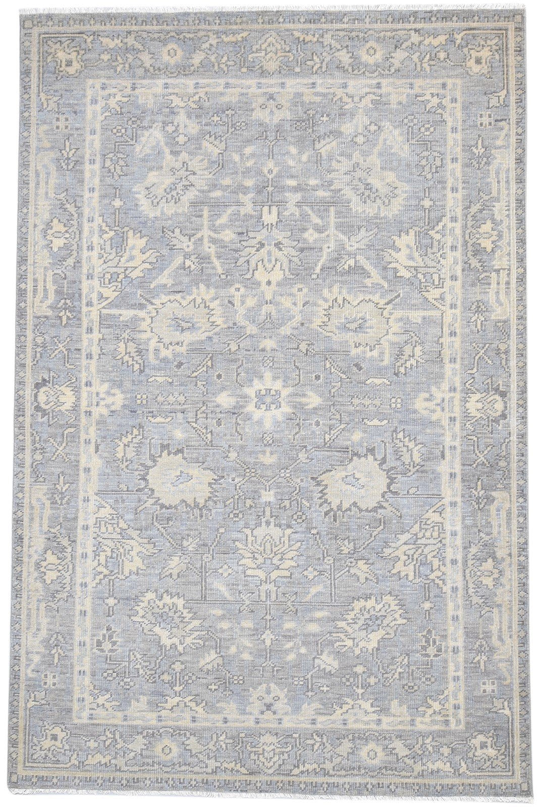 Hand Knotted Grey Wool Rug 6' X 9' Persian Oushak Oriental Room Size Carpet 