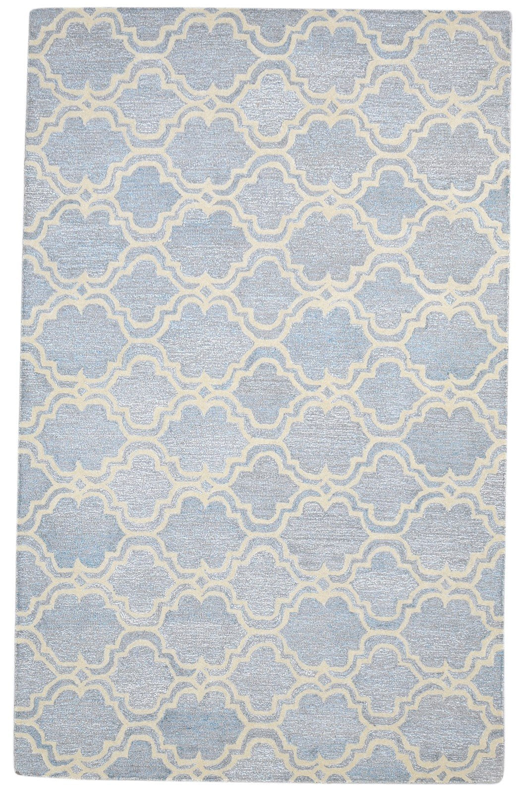 5' X 8' Rug Wool Grey Modern Hand Tufted Moroccan Scroll Tile Room Size Carpet 