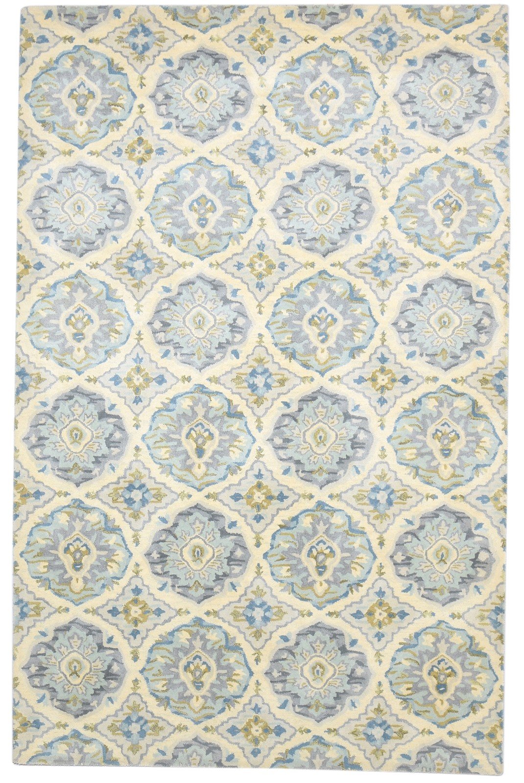 Beige Wool Rug 5' X 8' Modern Hand Tufted Moroccan Trellis Room Size Carpet 