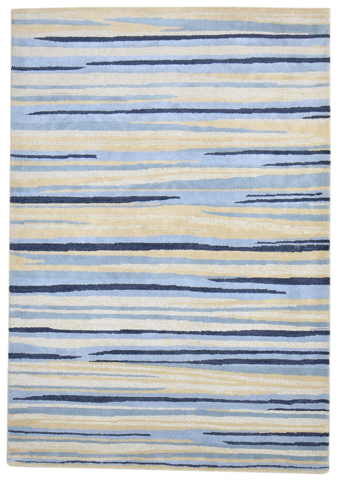 Hand Tufted Beige Wool Rug 5' X 8' Modern Scandinavian Abstract Room Size Carpet 