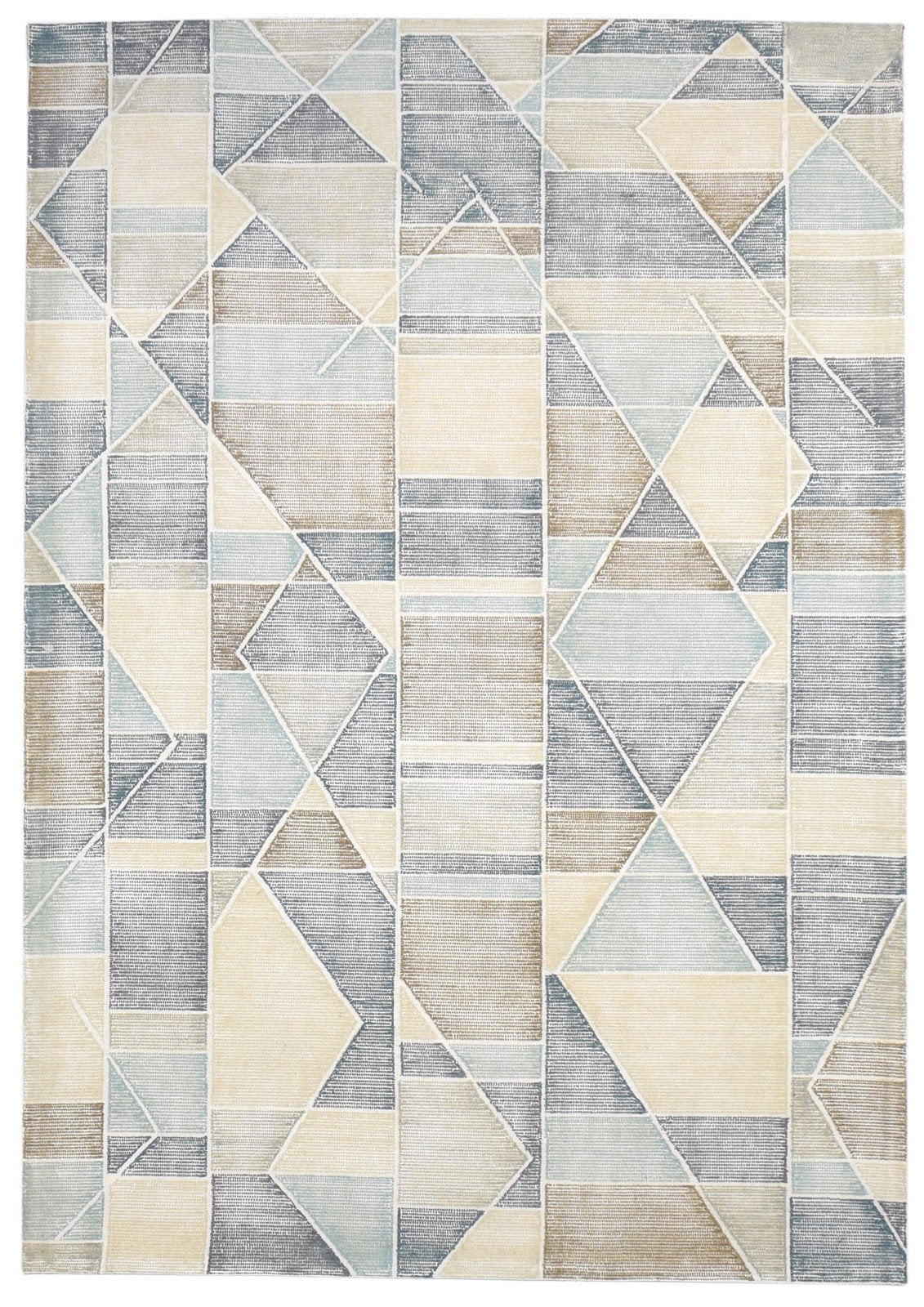 Wool Beige Rug 5X8 Modern Hand Tufted Scandinavian Geometric Room Size Carpet 