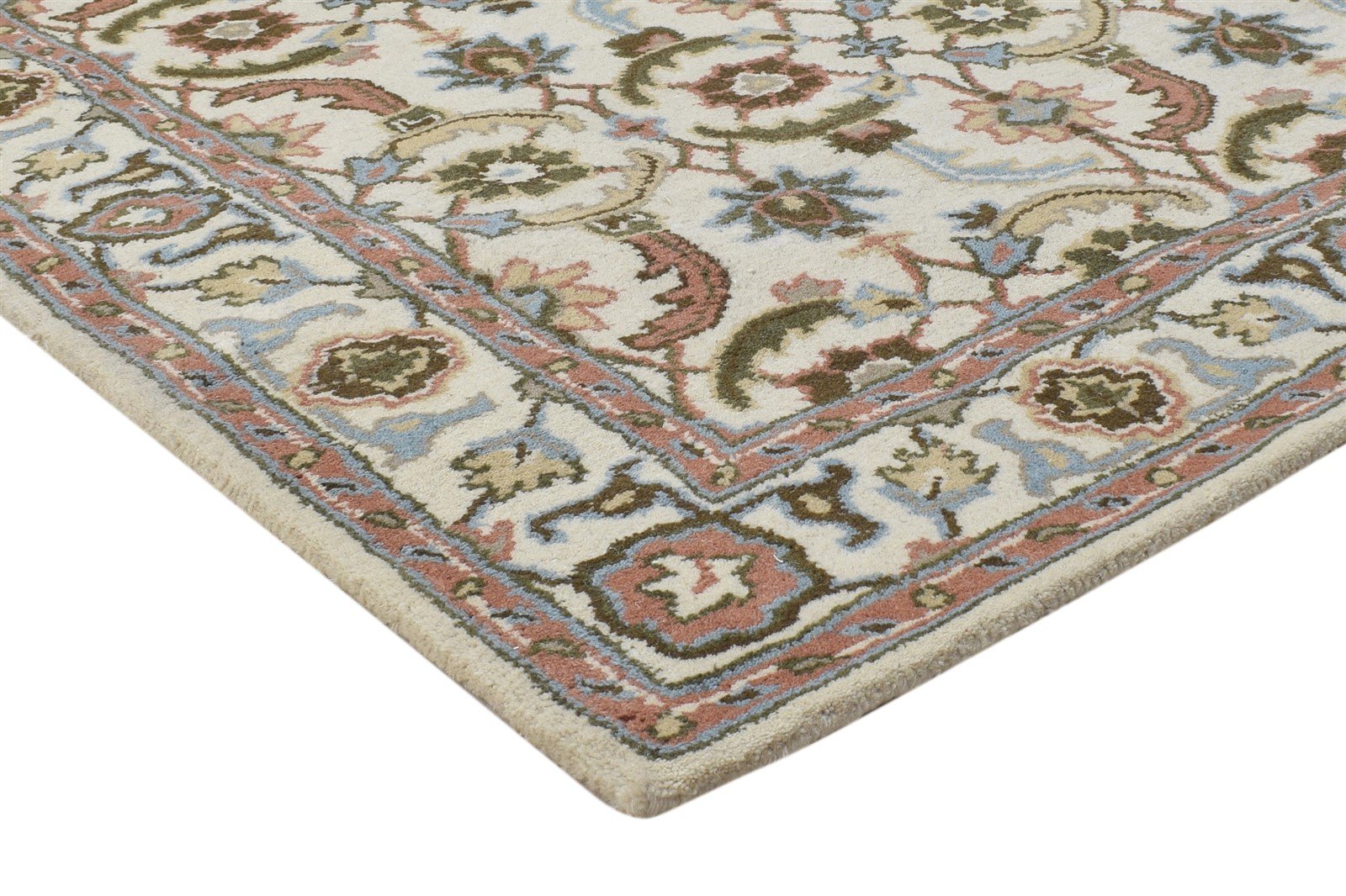 Cream Wool Rug 4' X 6' Persian Hand Tufted Kashan Oriental Room Size Carpet 