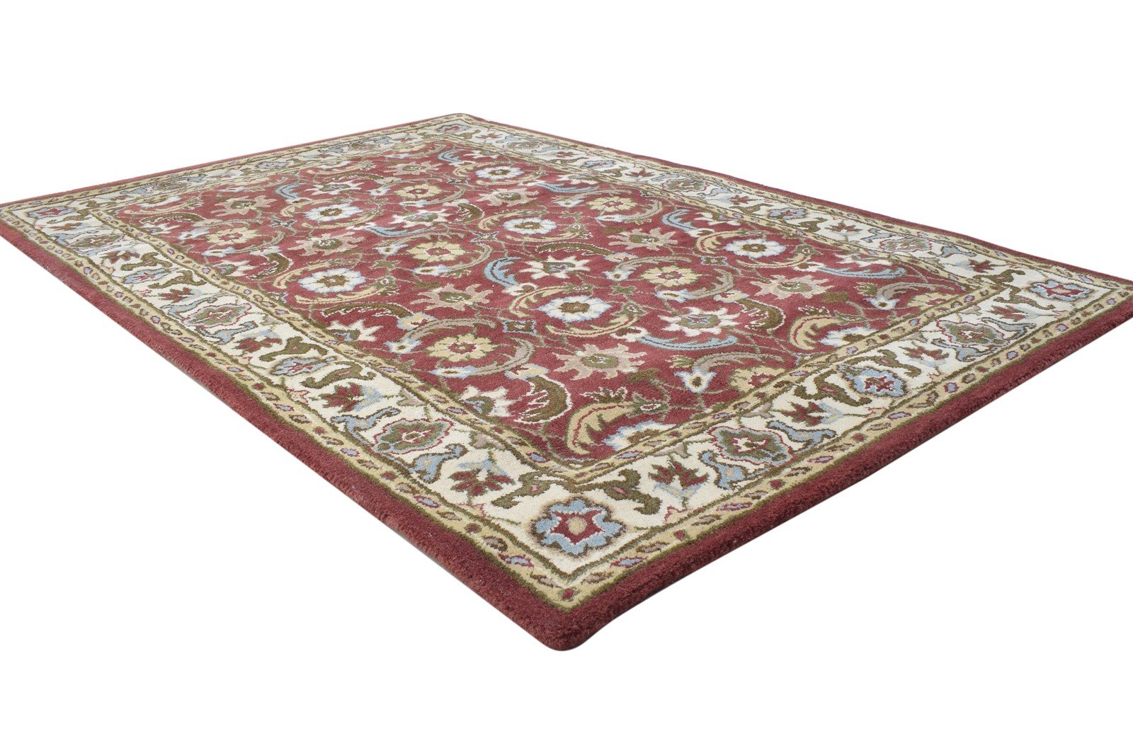 Hand Tufted Red Wool Rug 4' X 6' Persian Kashan Oriental Room Size Carpet 