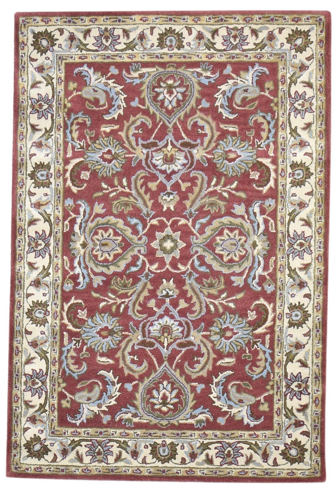 Hand Tufted Red Wool Rug 4' X 6' Persian Kashan Oriental Room Size Carpet 