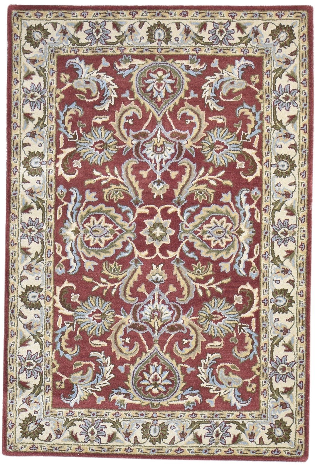 Hand Tufted Red Wool Rug 4' X 6' Persian Kashan Oriental Room Size Carpet 