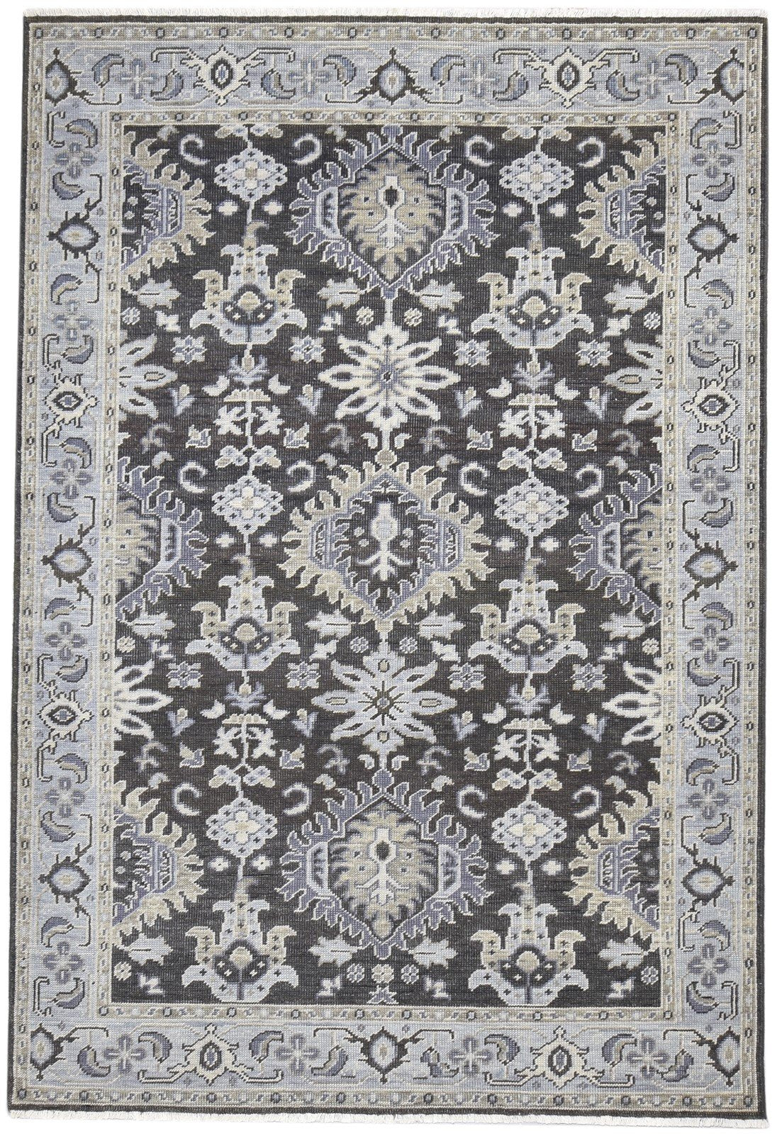 Wool Charcoal Rug 6' X 9' Persian Hand Knotted Oushak Oriental Room Size Carpet 