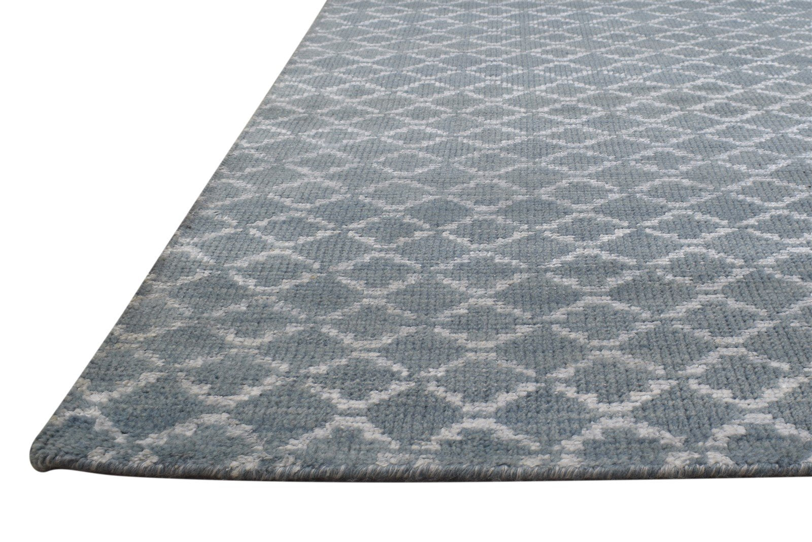 9X12 Rug Wool / Silk Dark Grey Modern Hand Knotted Scandinavian Trellis Large 