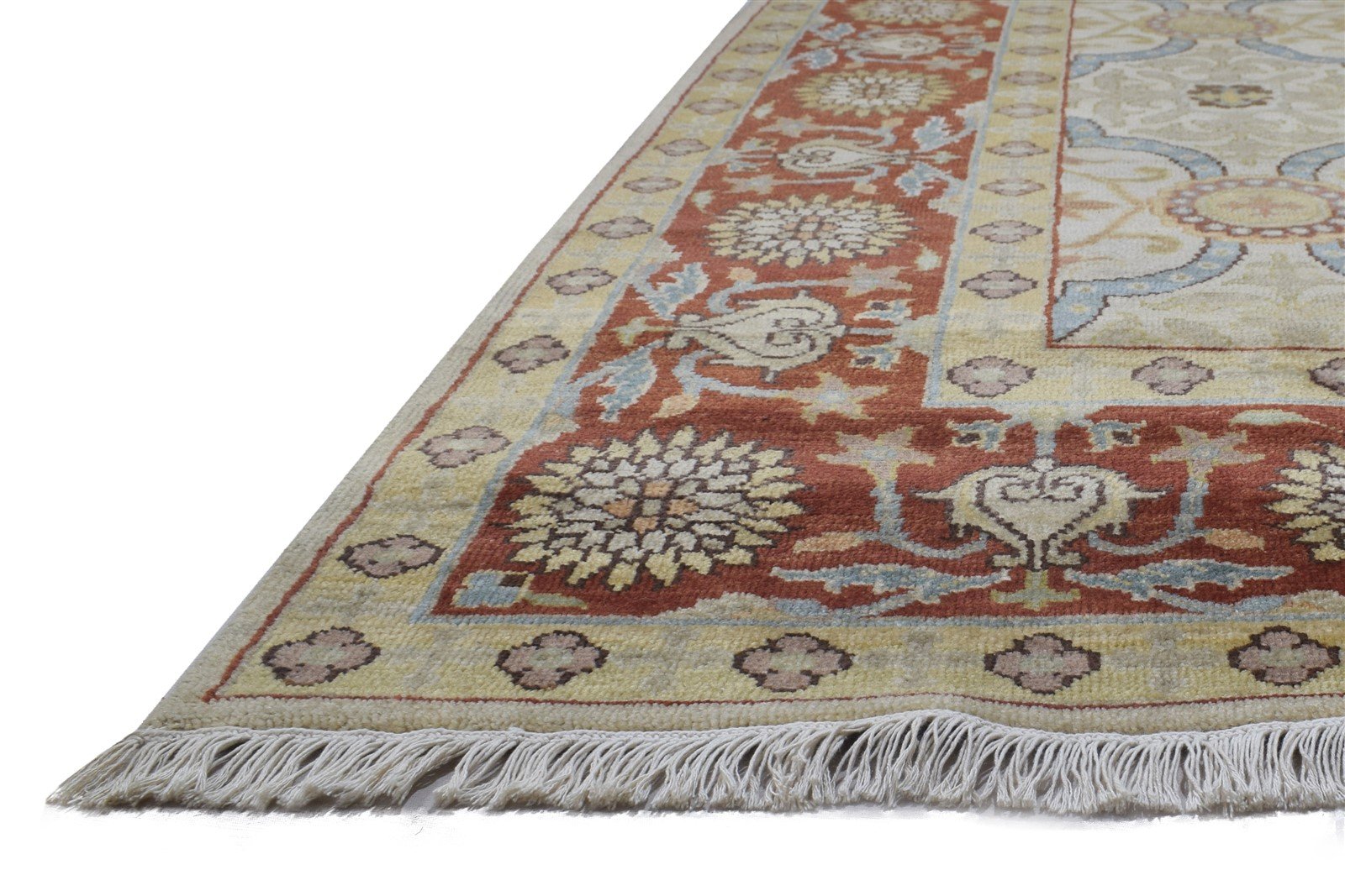 8' X 10' Rug Wool Beige Persian Hand Knotted Mughal Oriental Large Carpet 