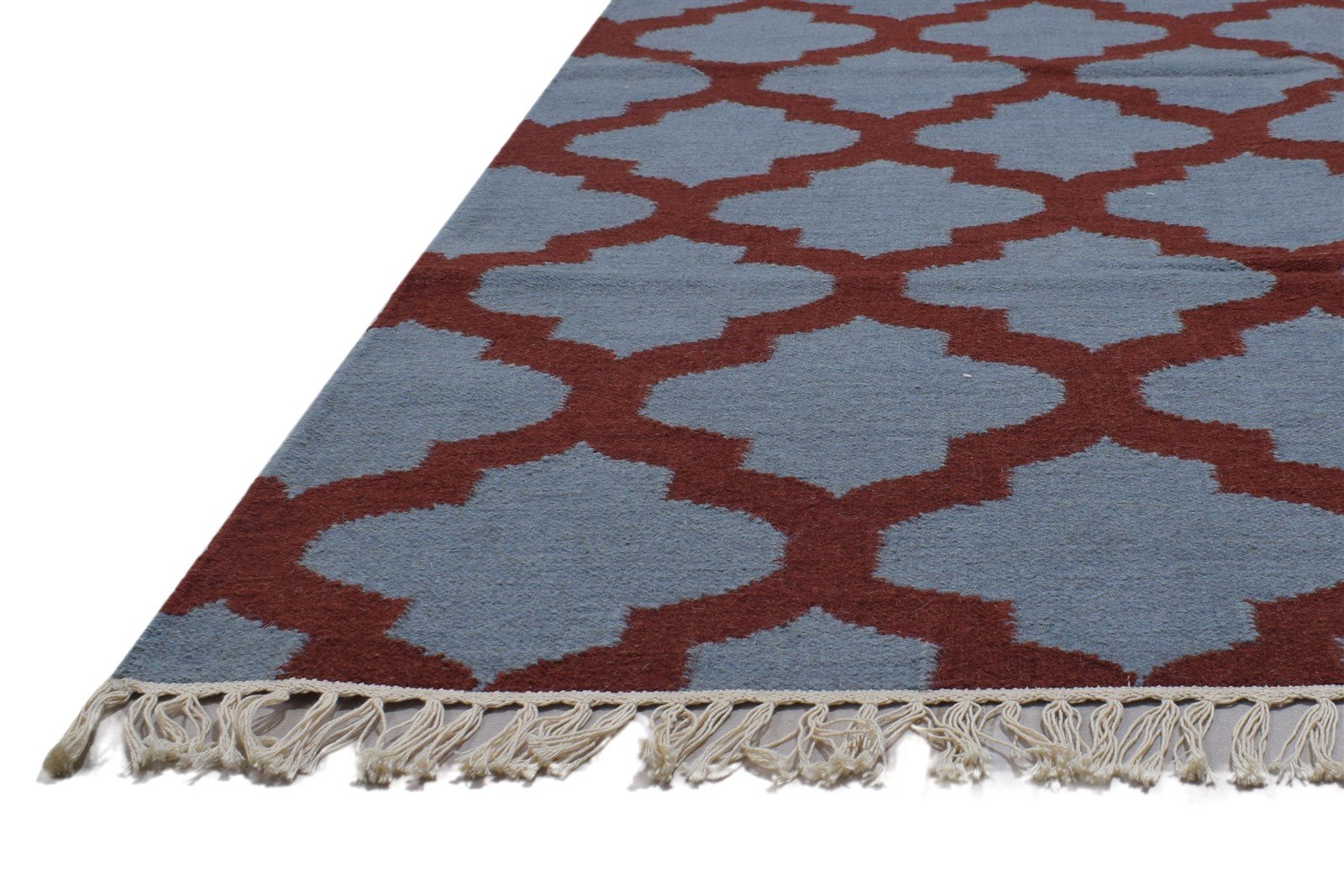 5' X 7' Rug Wool Red Modern Dhurrie Moroccan Trellis Room Size Carpet 