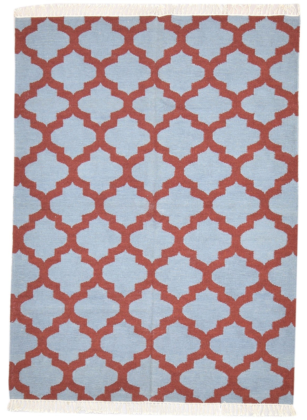 5' X 7' Rug Wool Red Modern Dhurrie Moroccan Trellis Room Size Carpet 