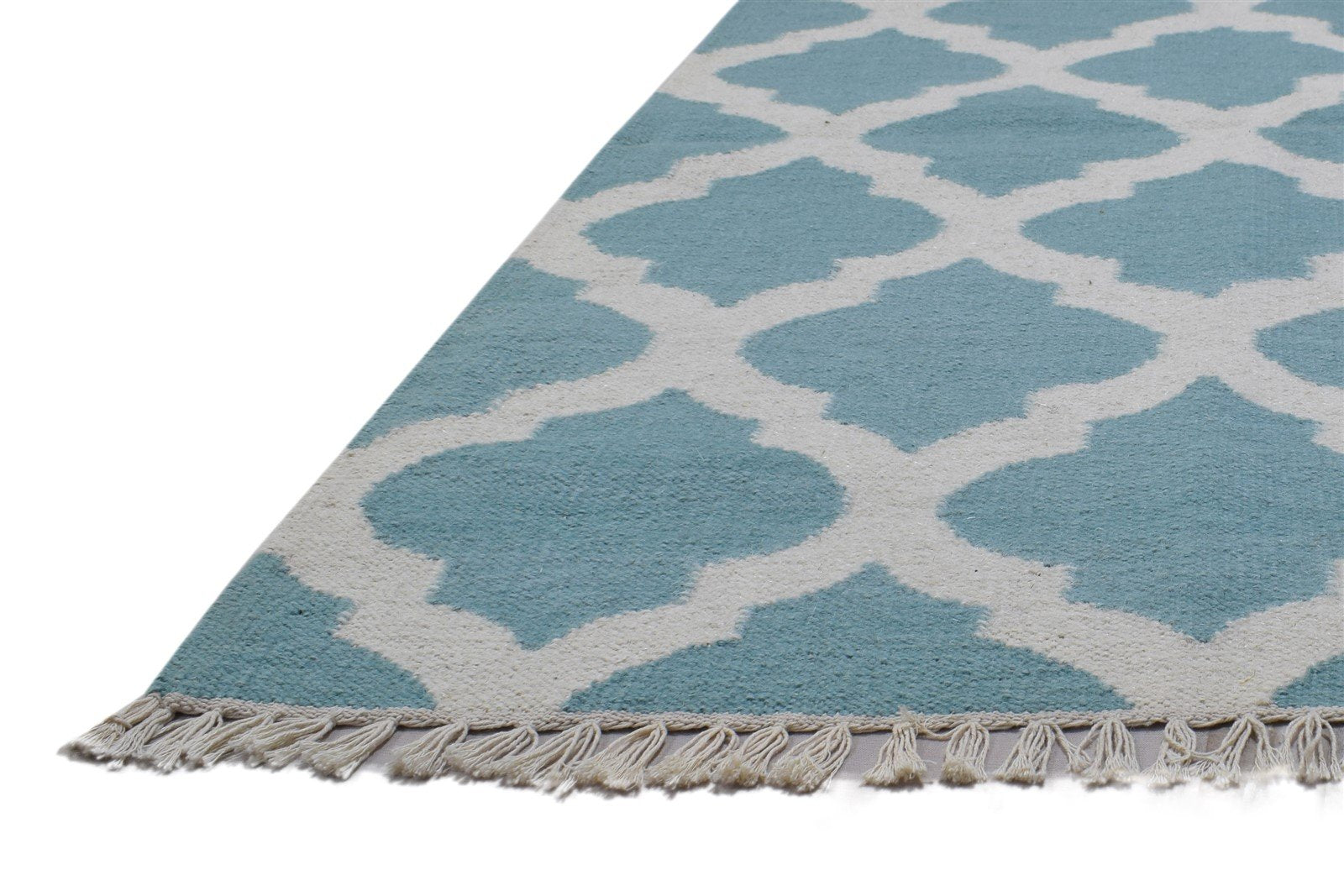 3' X 5' Rug Wool Blue Modern Dhurrie Moroccan Trellis Small Carpet 