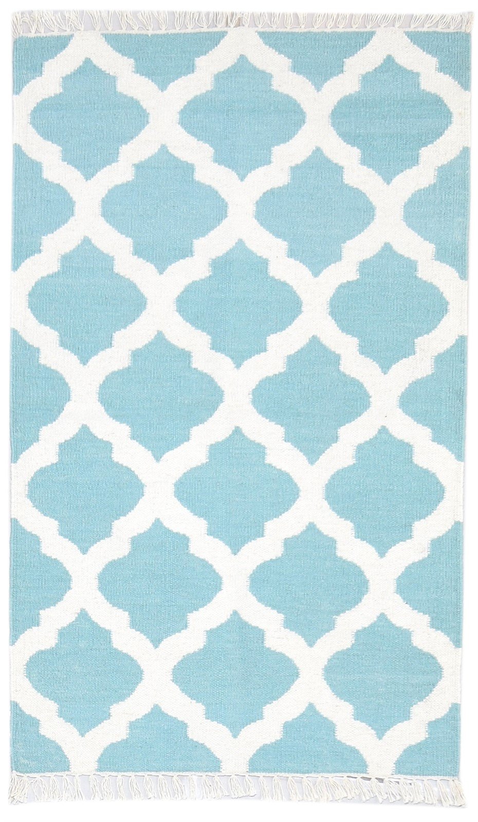 3' X 5' Rug Wool Blue Modern Dhurrie Moroccan Trellis Small Carpet 