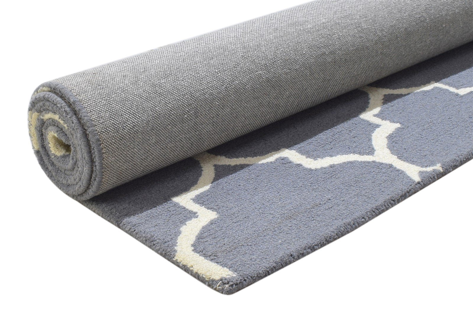 Hand Tufted Dark Grey Wool Rug 5' X 8' Modern Moroccan Trellis Room Size Carpet 