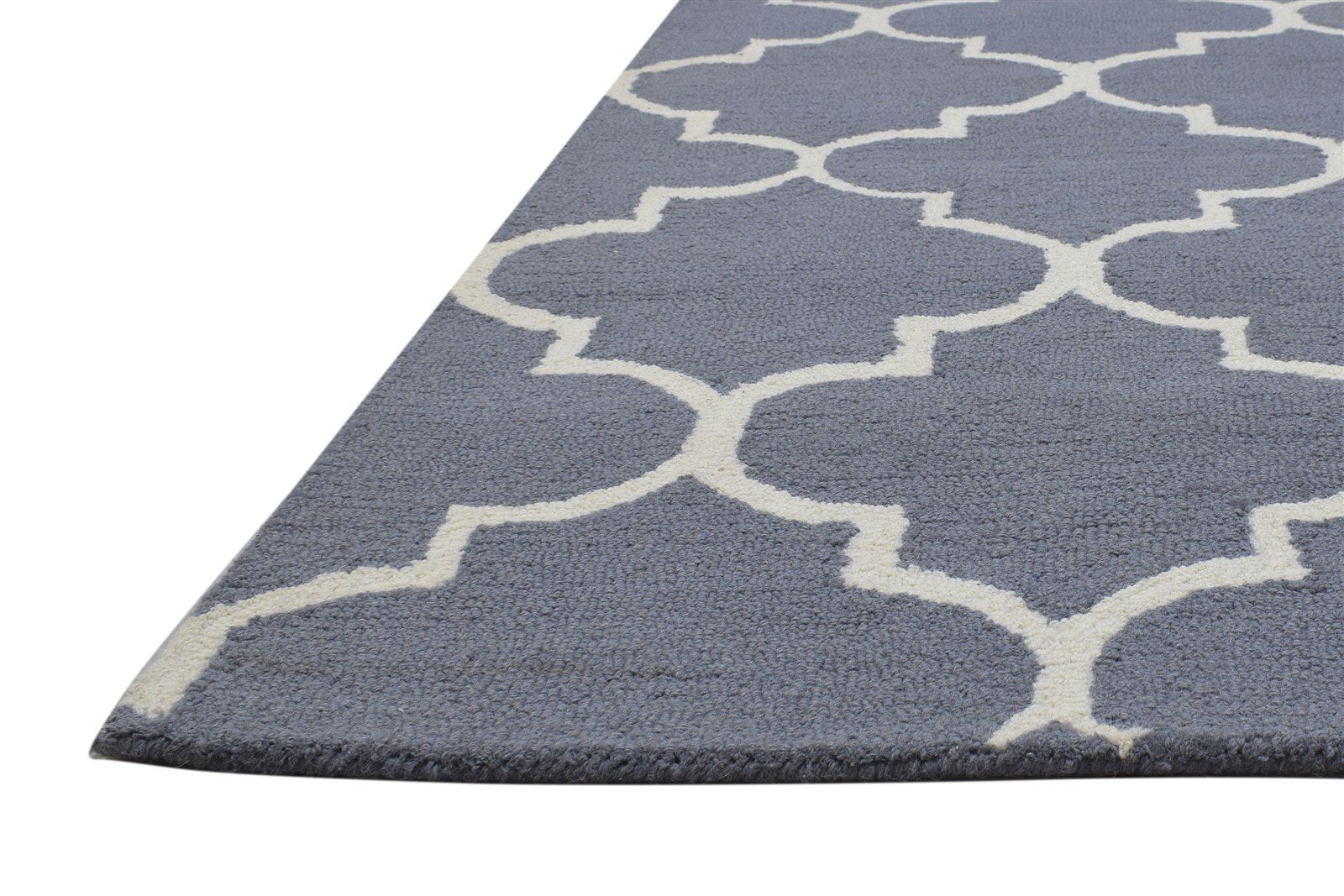 Hand Tufted Dark Grey Wool Rug 5' X 8' Modern Moroccan Trellis Room Size Carpet 