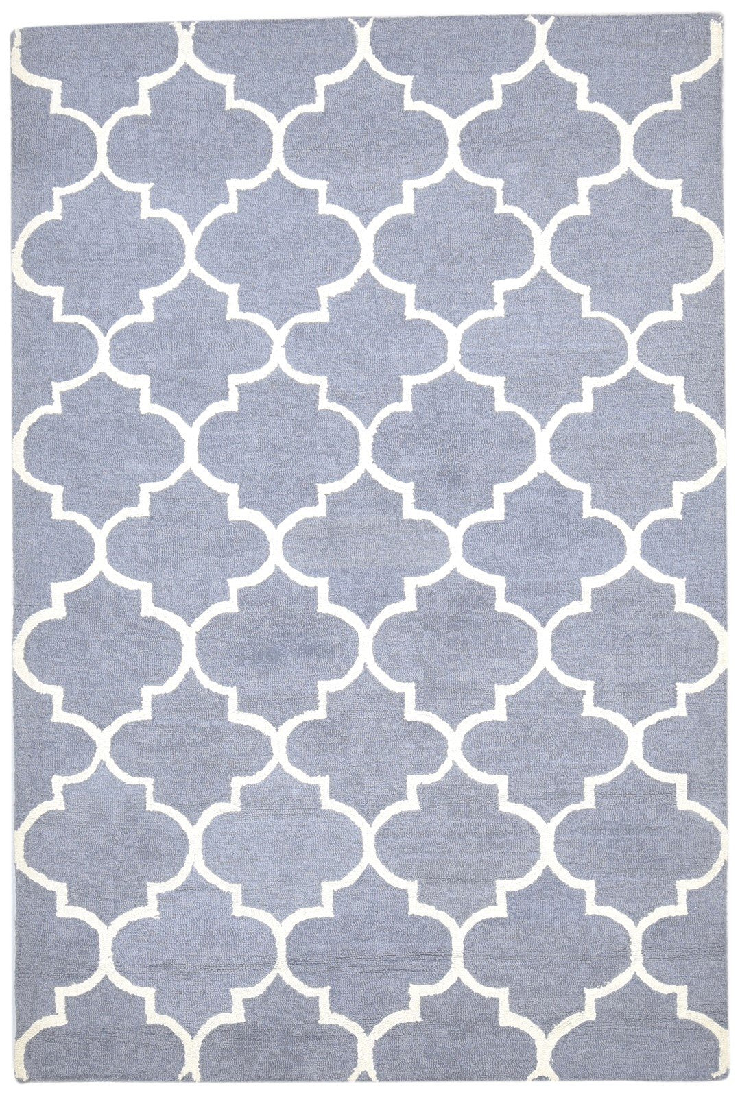 Hand Tufted Dark Grey Wool Rug 5' X 8' Modern Moroccan Trellis Room Size Carpet 