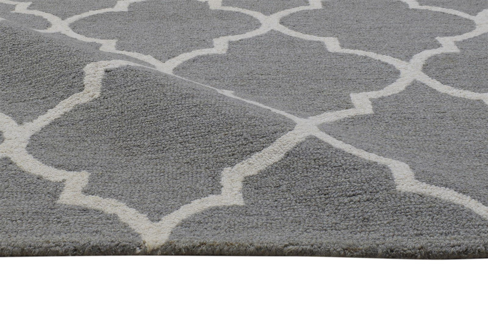 Grey Wool Rug 5' X 8' Modern Hand Tufted Moroccan Trellis Room Size Carpet 