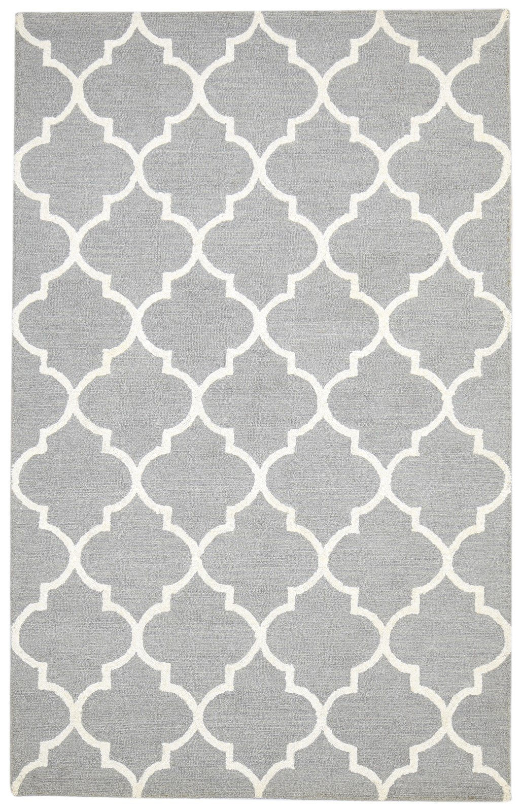 Grey Wool Rug 5' X 8' Modern Hand Tufted Moroccan Trellis Room Size Carpet 