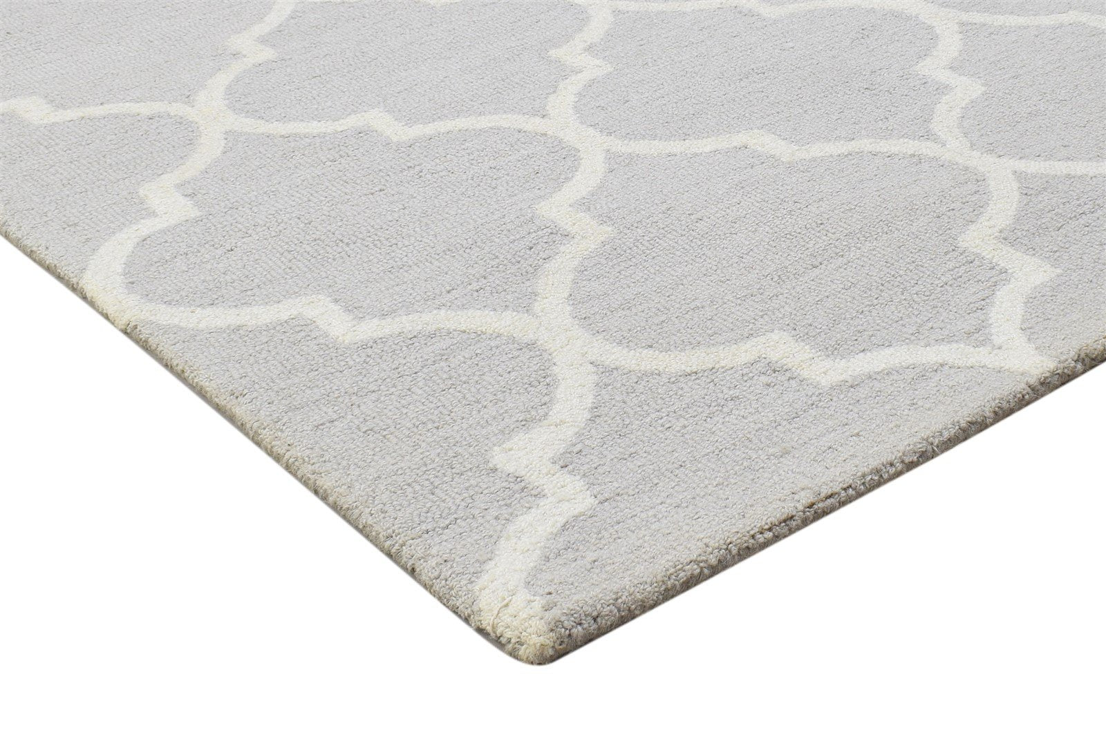 Wool Grey Rug 5' X 8' Modern Hand Tufted Moroccan Trellis Room Size Carpet 