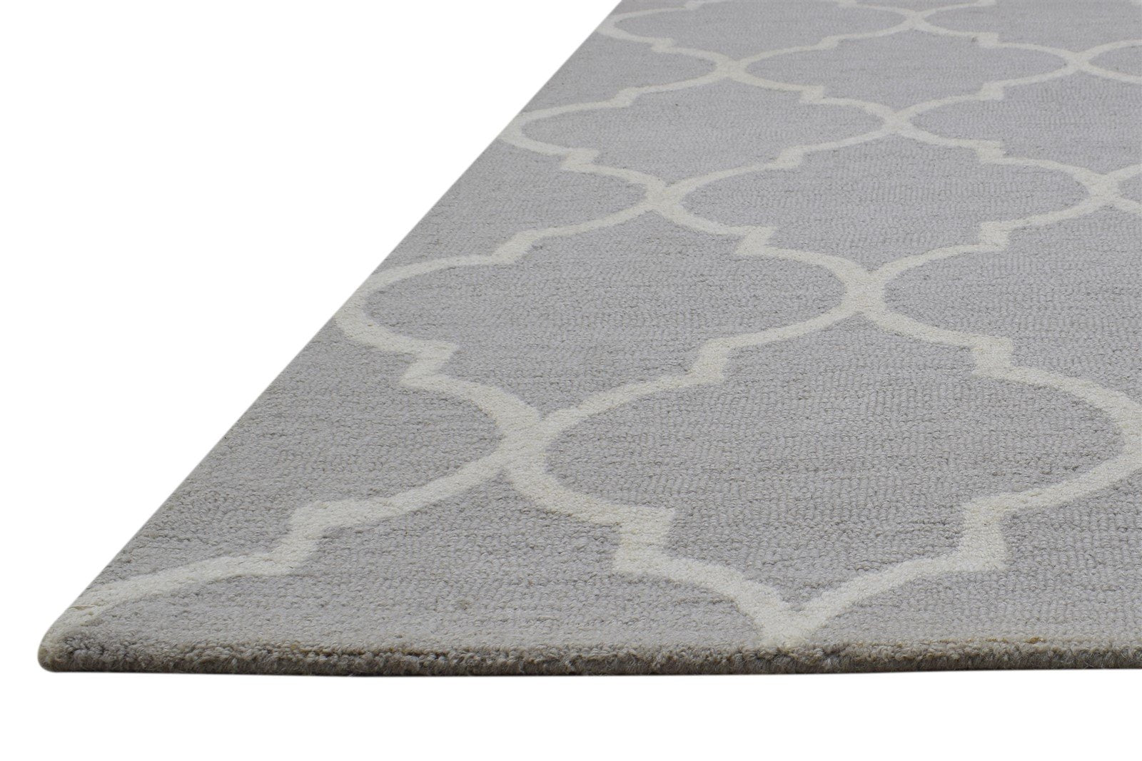 Wool Grey Rug 5' X 8' Modern Hand Tufted Moroccan Trellis Room Size Carpet 