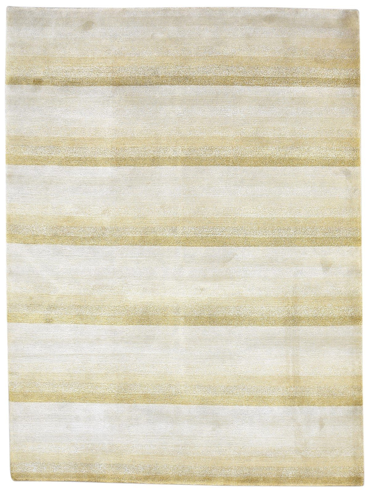 Wool / Linen Sand Rug 6X8 Modern Hand Knotted Scandinavian Striped Room Size 