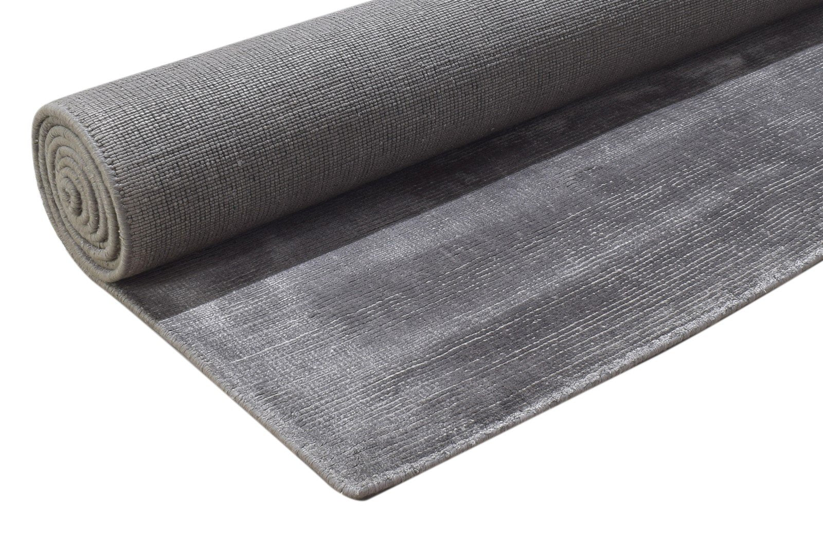 Silk Grey Rug 7' X 8' Modern Handloom Scandinavian Solid Large Carpet 