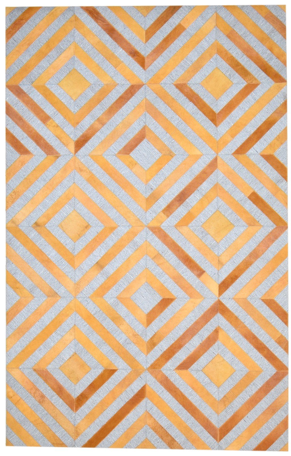 5X8 Rug Leather / Cotton Gold Modern Hand Woven Moroccan Diamond Room Size 