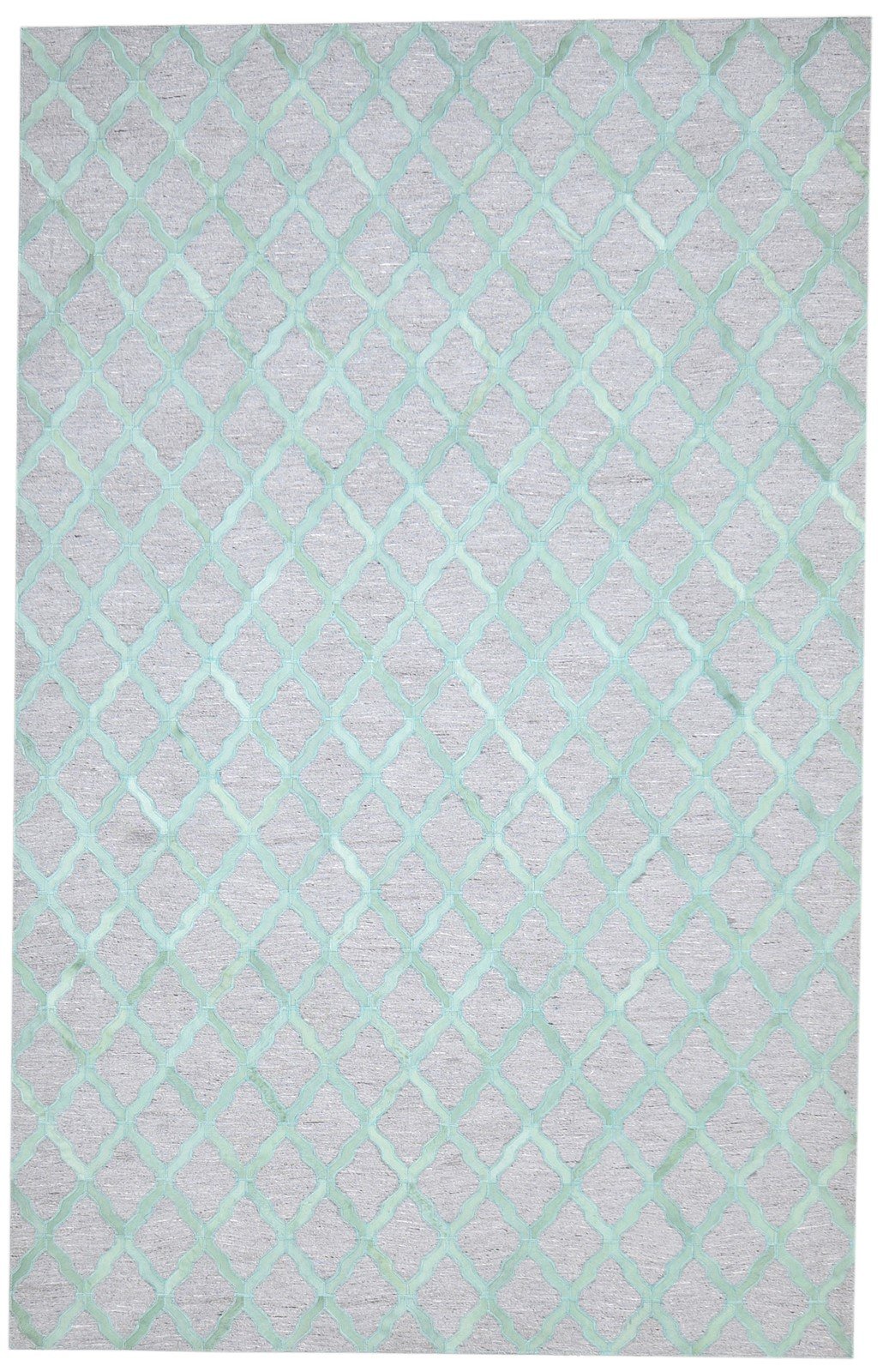 5X8 Rug Leather / Cotton Green Modern Hand Woven Moroccan Trellis Room Size 