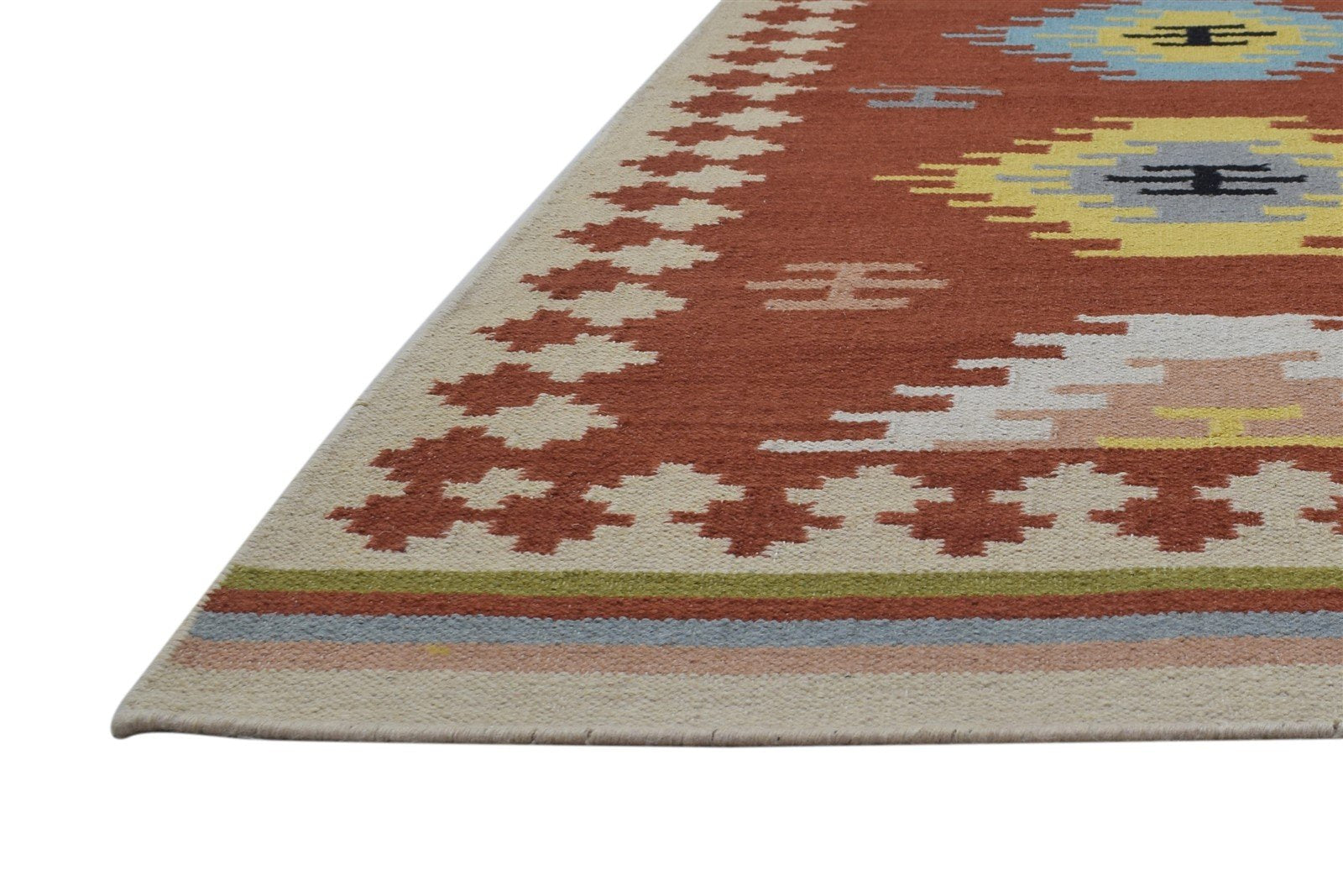 Wool Rust Rug 5' X 7' Persian Dhurrie Southwestern Tribal Room Size Carpet 