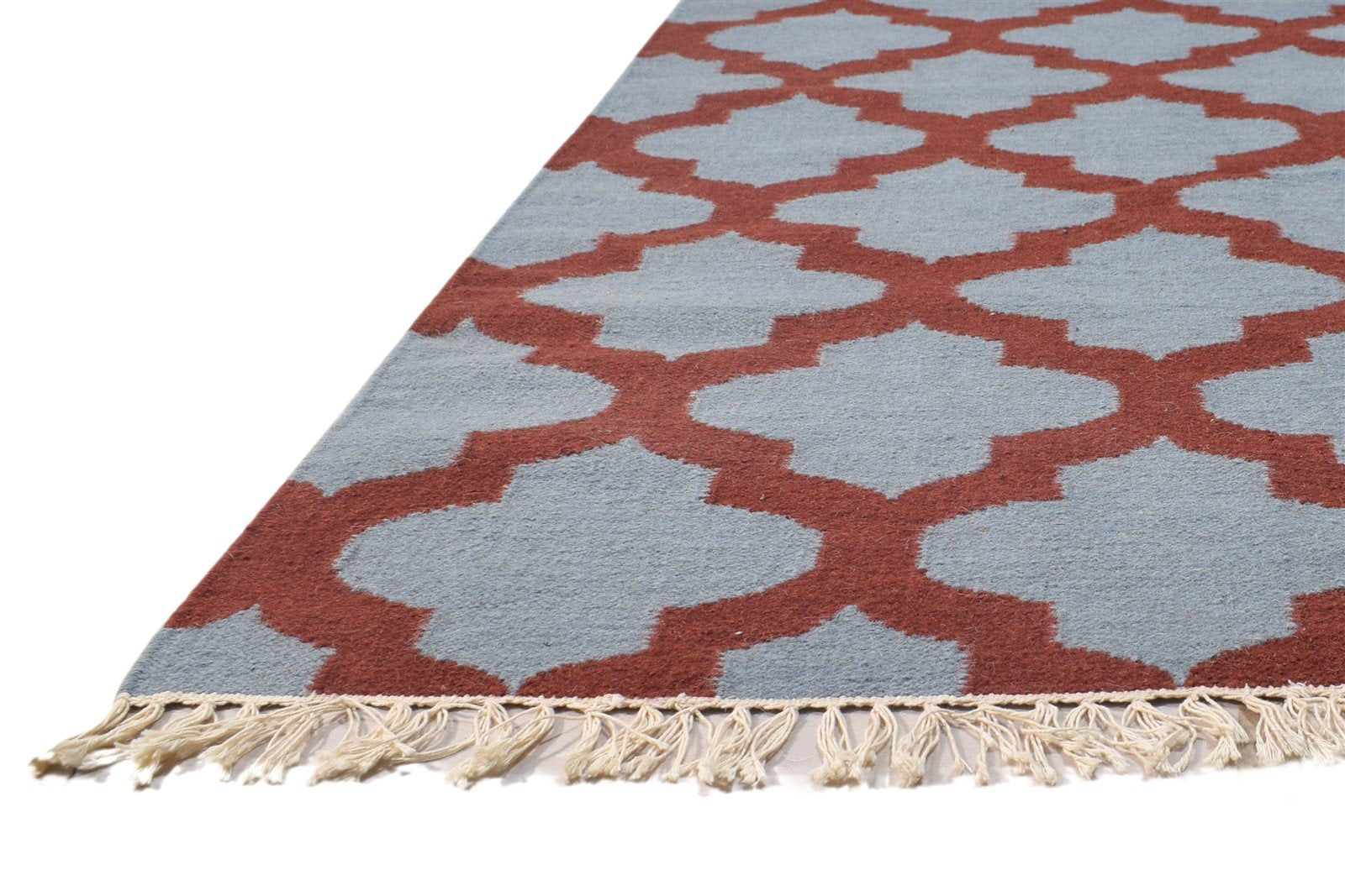 5' X 7' Rug Wool Grey Modern Dhurrie Moroccan Trellis Room Size Carpet 