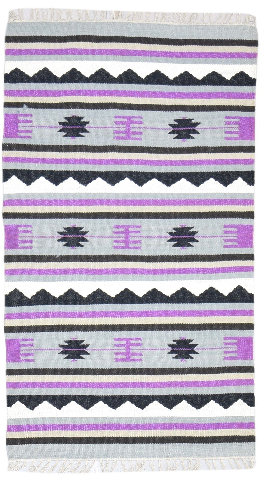 Dhurrie Purple Wool Rug 3' X 5' Persian Southwestern Tribal Small Carpet 