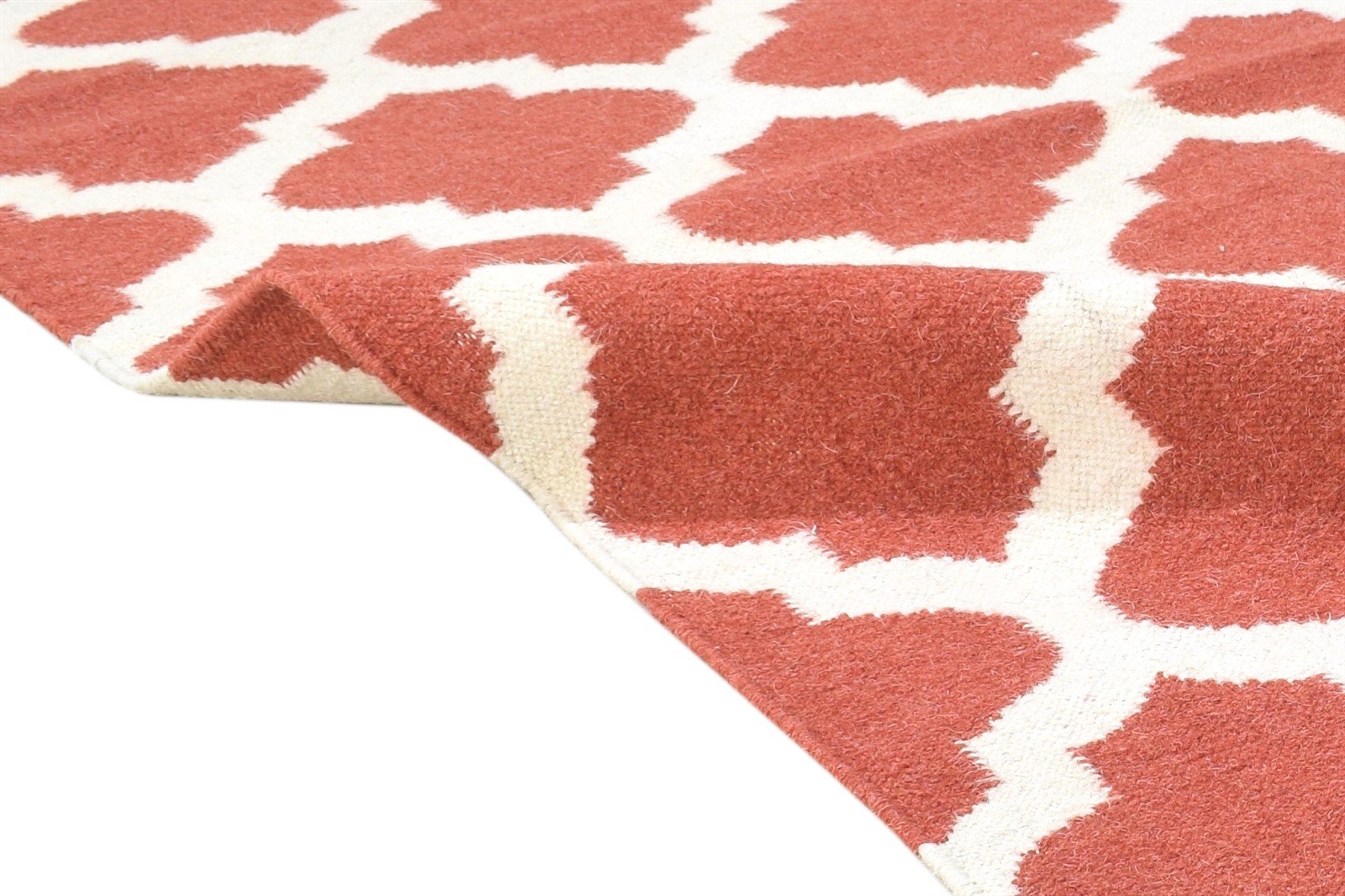 3' X 6' Rug Wool Pink Modern Dhurrie Moroccan Trellis Room Size Carpet 