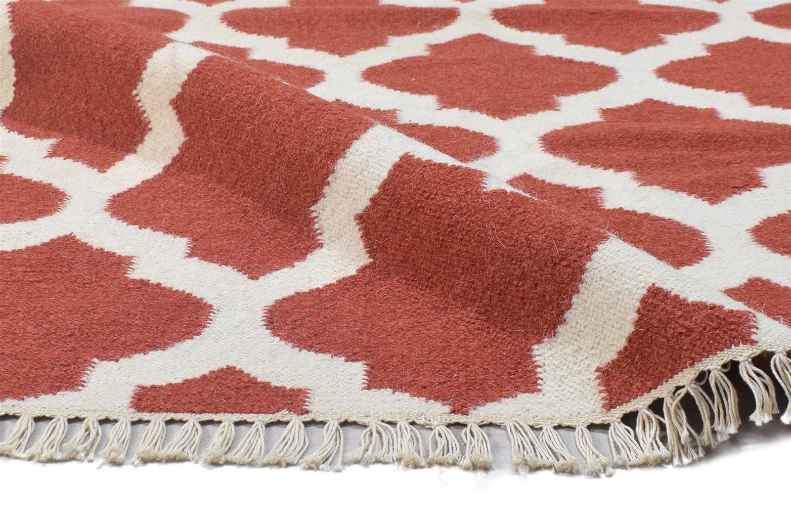 3' X 6' Rug Wool Pink Modern Dhurrie Moroccan Trellis Room Size Carpet 