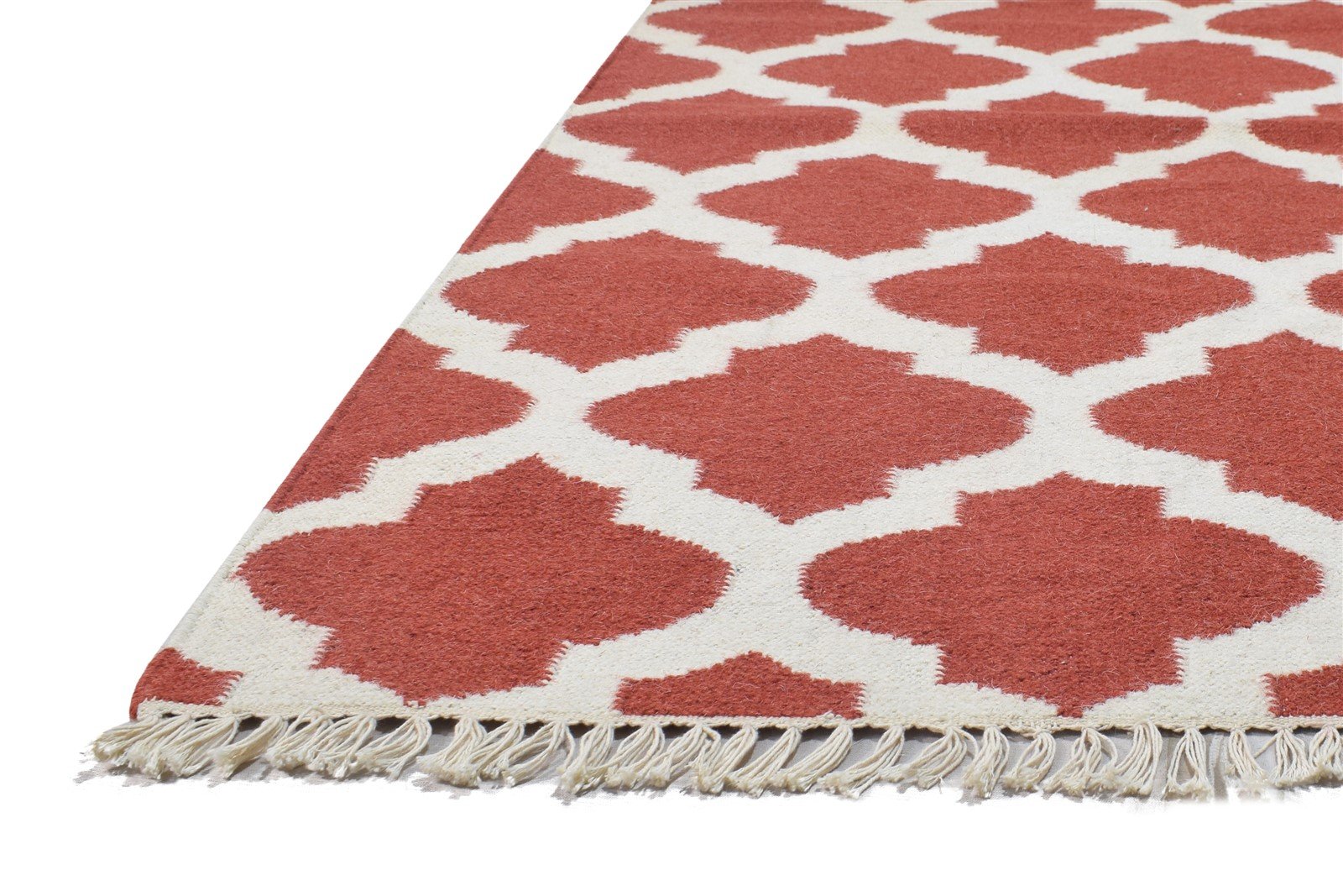 3' X 6' Rug Wool Pink Modern Dhurrie Moroccan Trellis Room Size Carpet 