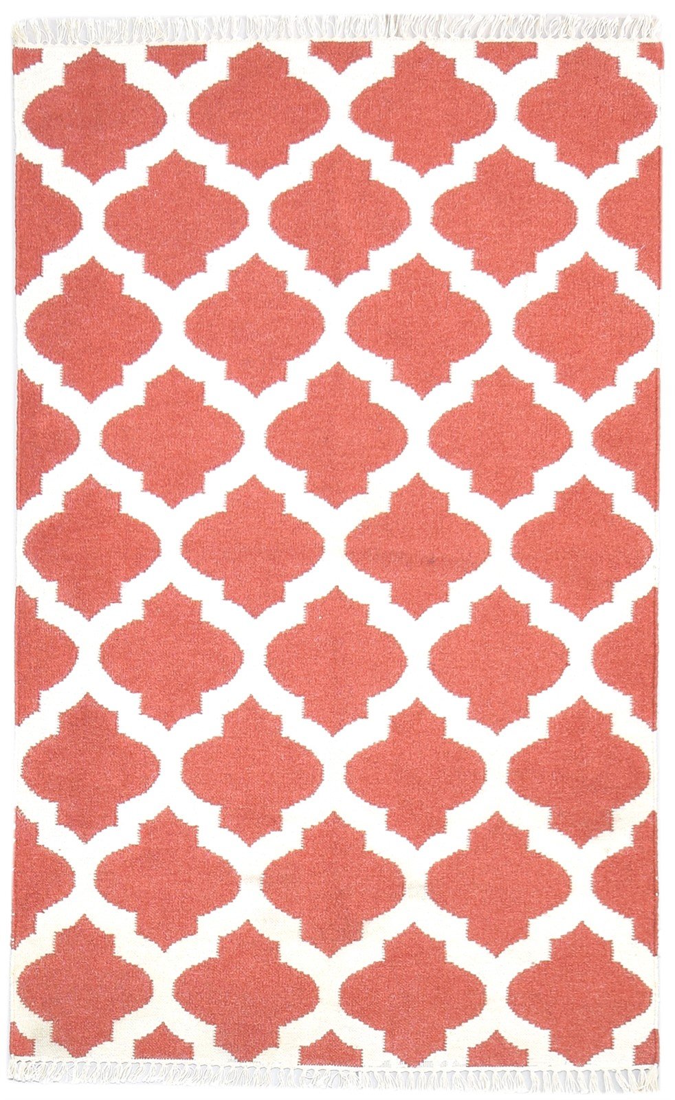 3' X 6' Rug Wool Pink Modern Dhurrie Moroccan Trellis Room Size Carpet 