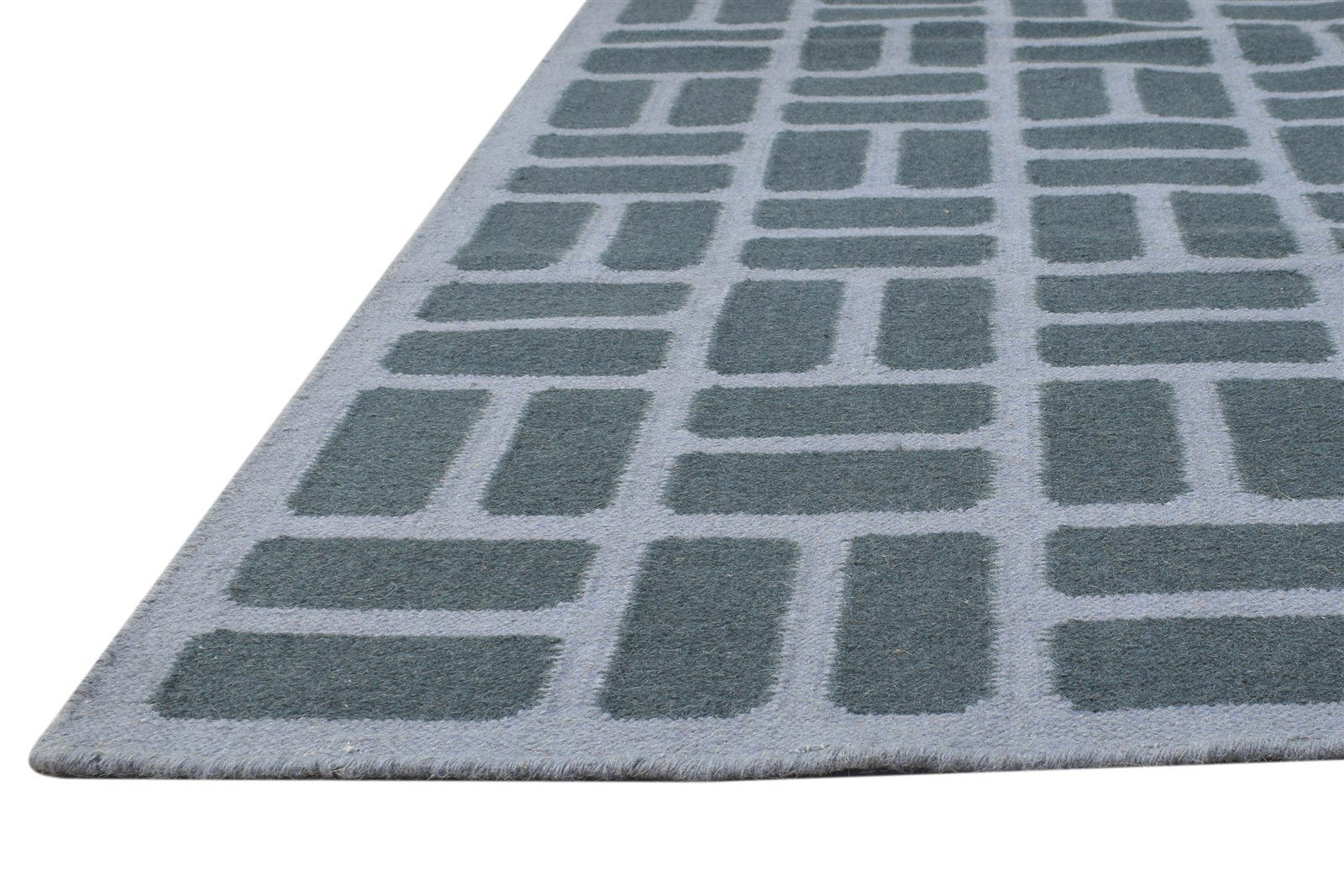 Dark Grey Wool Rug 5' X 8' Modern Dhurrie Moroccan Geometric Room Size Carpet 