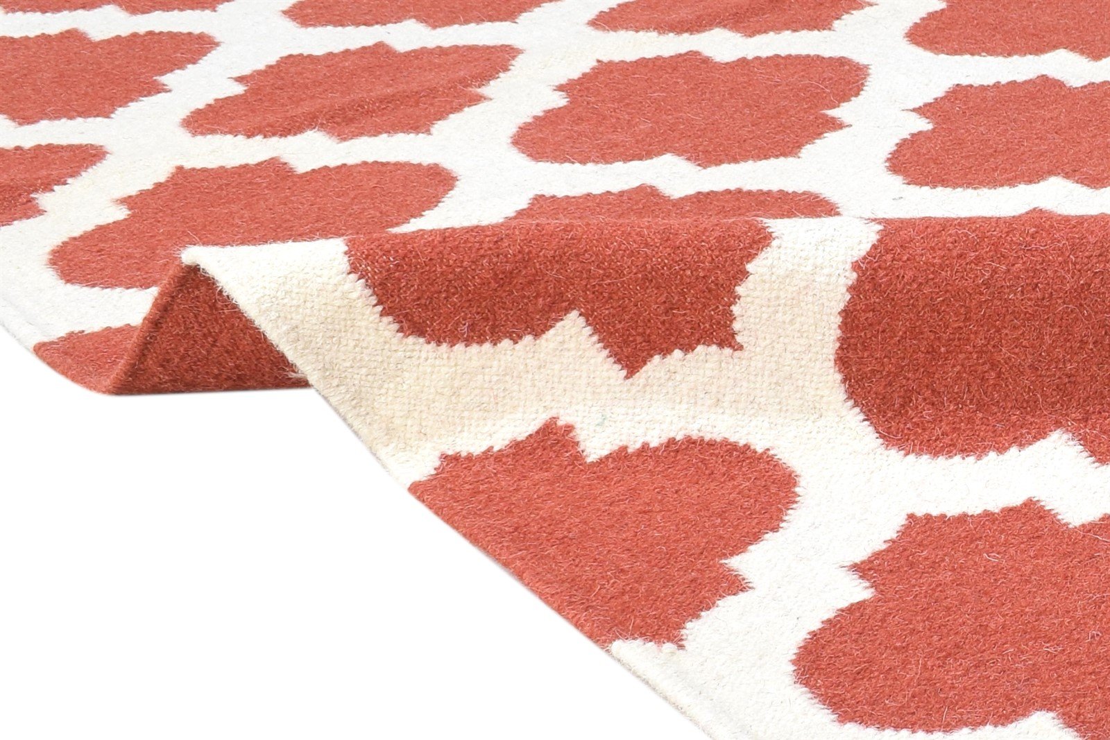 5' X 7' Rug Wool Red Modern Dhurrie Moroccan Trellis Room Size Carpet 