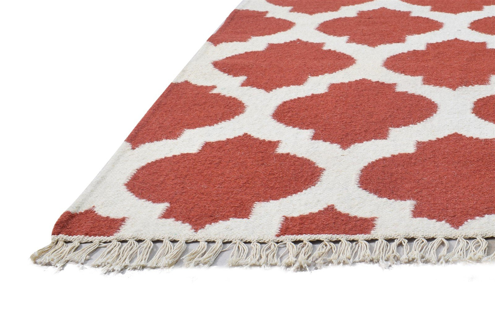 5' X 7' Rug Wool Red Modern Dhurrie Moroccan Trellis Room Size Carpet 