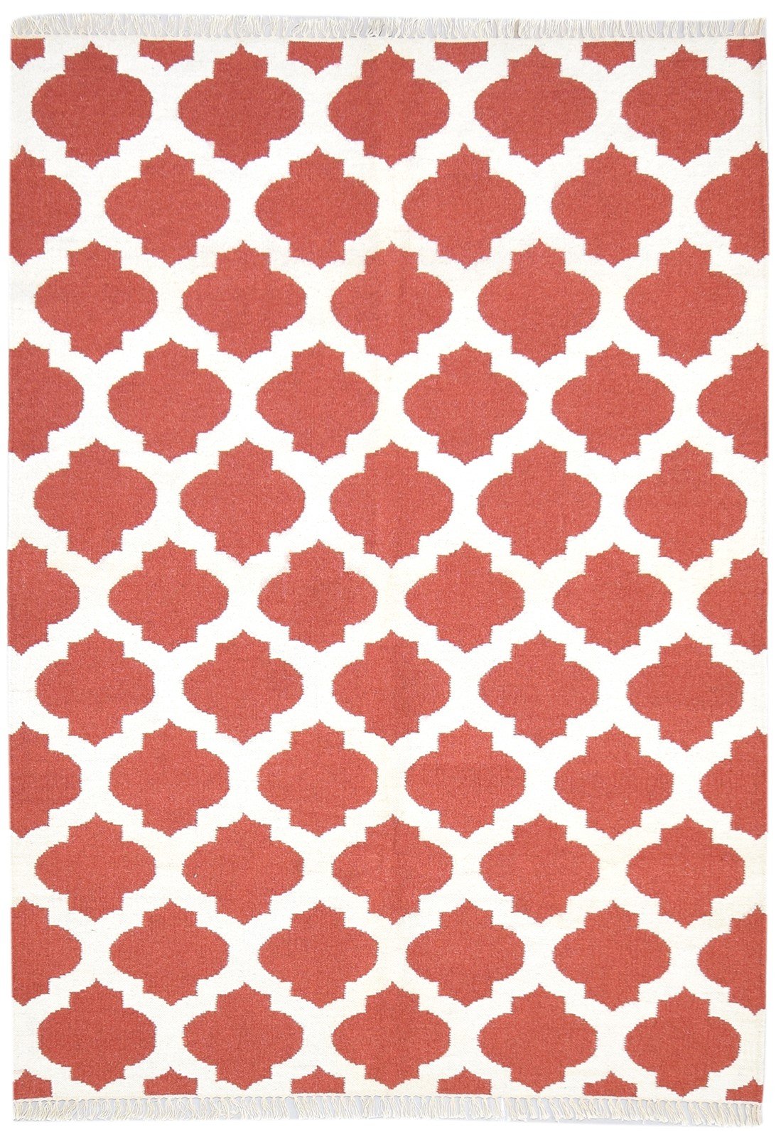 5' X 7' Rug Wool Red Modern Dhurrie Moroccan Trellis Room Size Carpet 