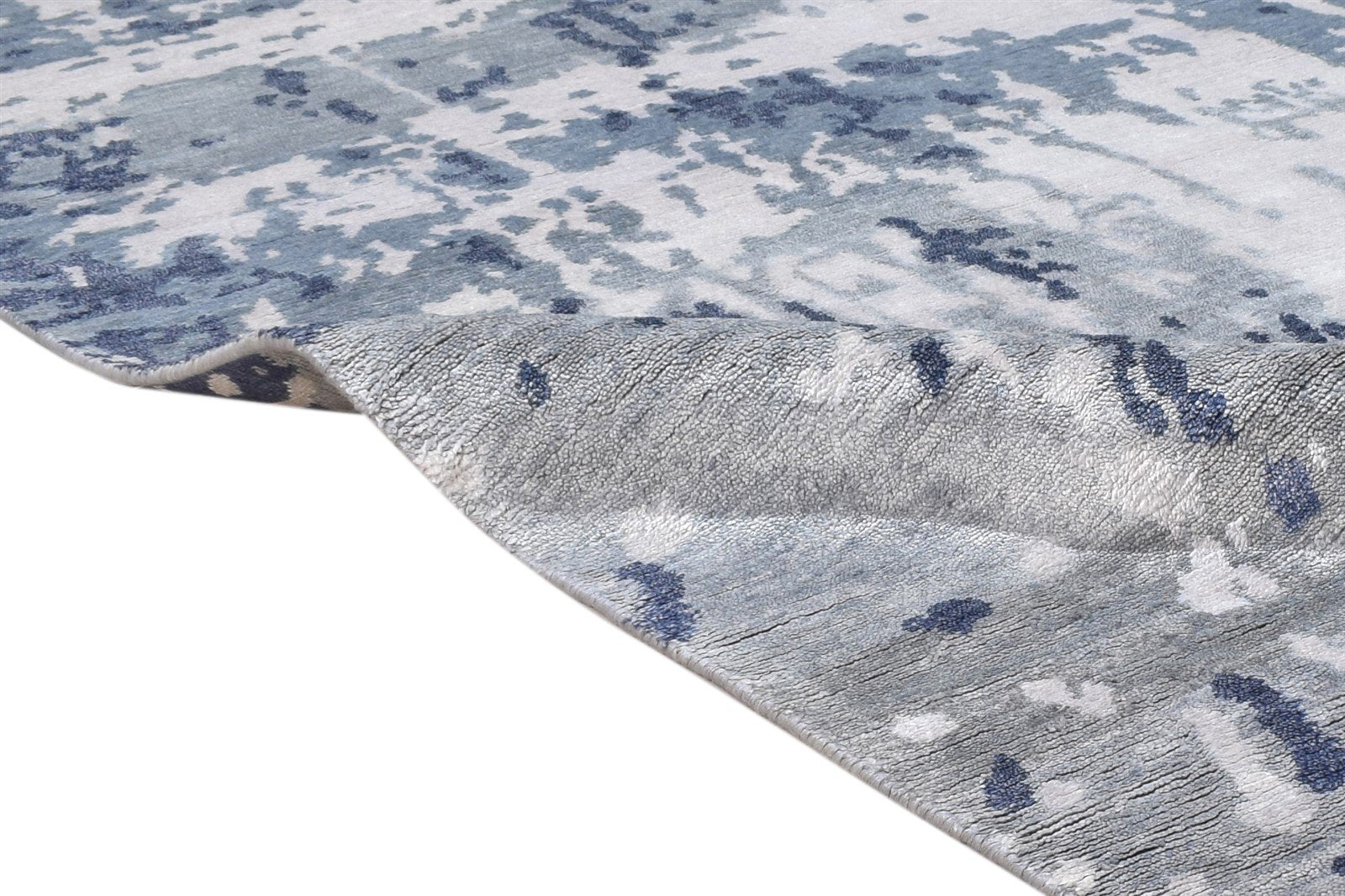 8' X 10' Rug Silk Blue Modern Hand Knotted Indian Abstract Large Carpet   