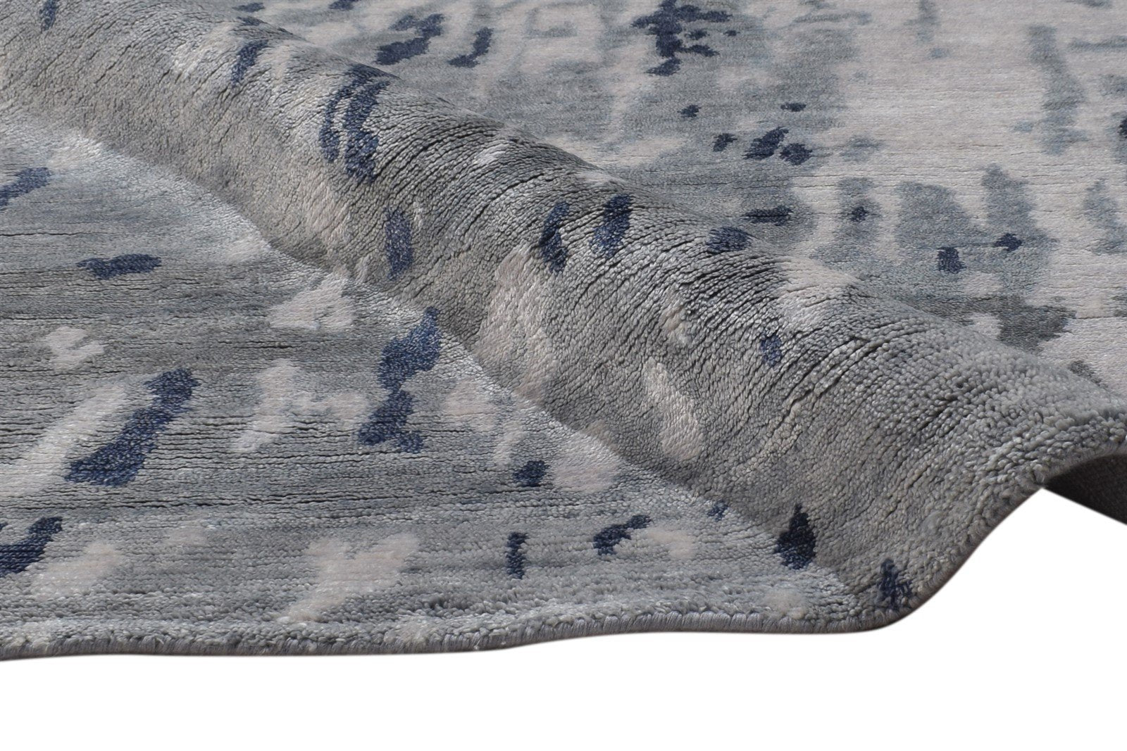 8' X 10' Rug Silk Blue Modern Hand Knotted Indian Abstract Large Carpet   
