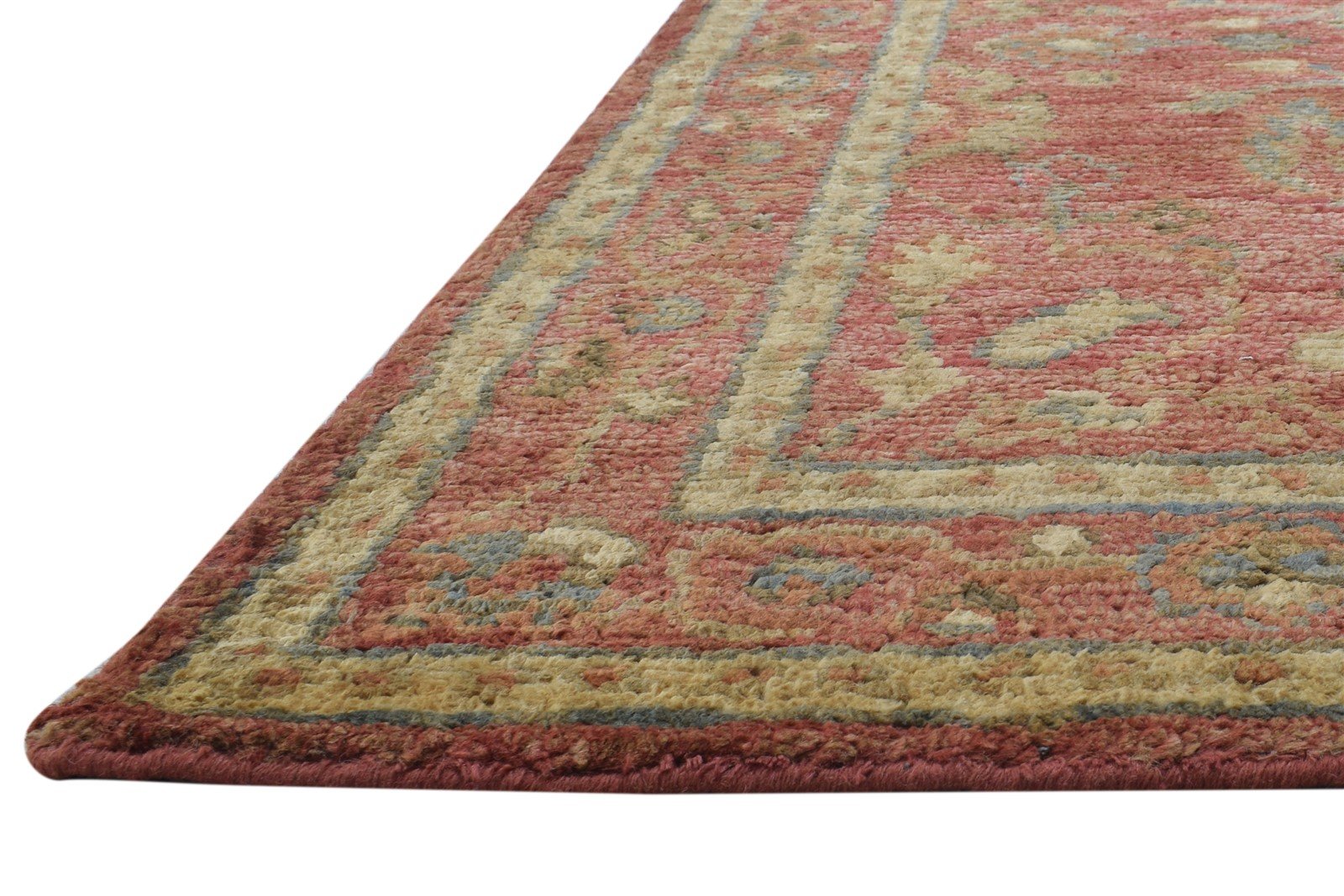 Hand Knotted Red Jute Rug 5X8 Persian Sarouk-Indian Oriental Room Size Carpet 