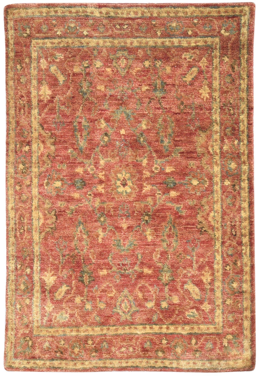 Hand Knotted Red Jute Rug 5X8 Persian Sarouk-Indian Oriental Room Size Carpet 