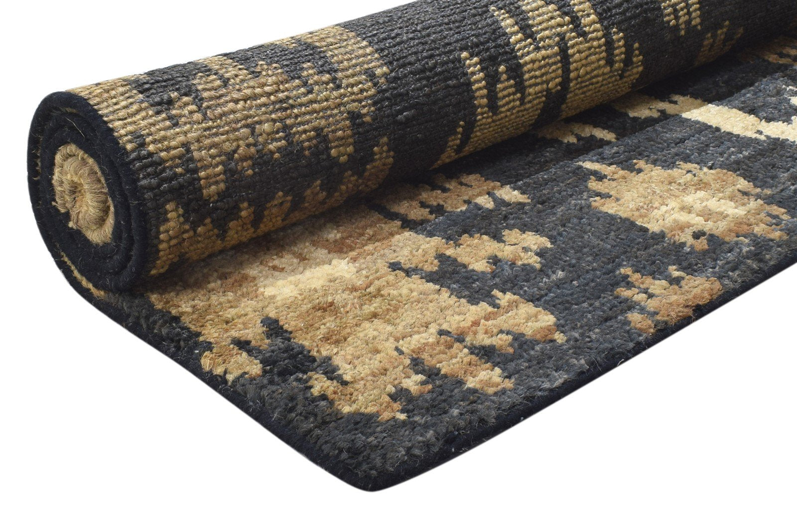 5' X 7' Rug Jute Black Persian Hand Knotted Oriental Ikat Room Size Carpet 