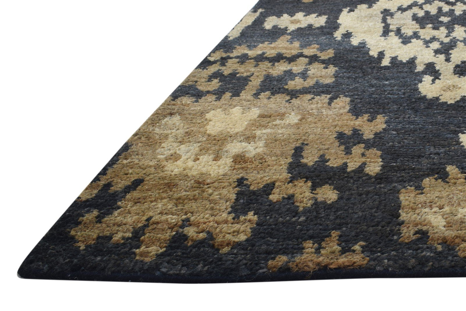 5' X 7' Rug Jute Black Persian Hand Knotted Oriental Ikat Room Size Carpet 