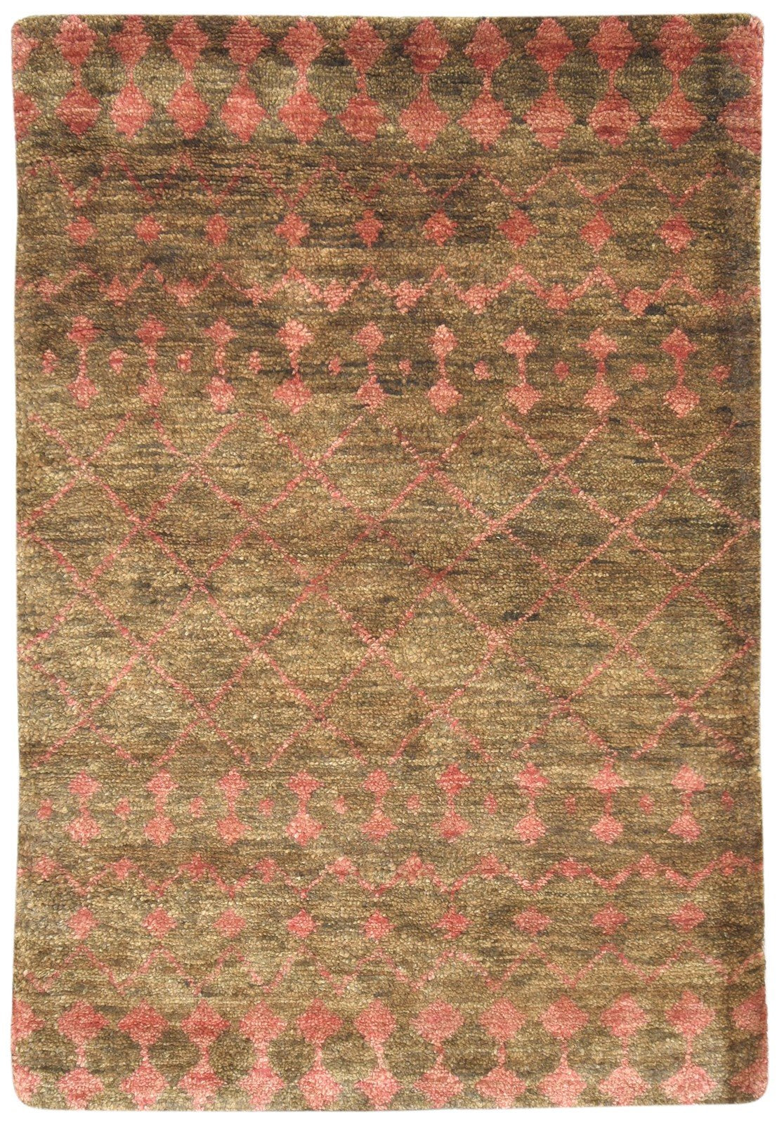 Brown Jute Rug 5' X 8' Modern Hand Knotted Scandinavian Trellis Room Size Carpet 